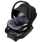 Mico™ Luxe Infant Car Seat - infographic: vegan leather grip; contoured, ergonomic handle; side impact protection; large, visible belt guides; removable infant inserts; PureCosi fabrics; ClimaFlow technology