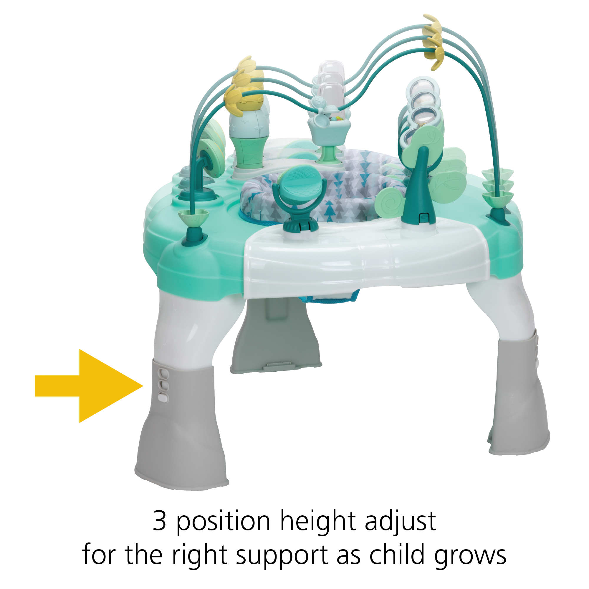 3 position height adjust for the right support as child grows