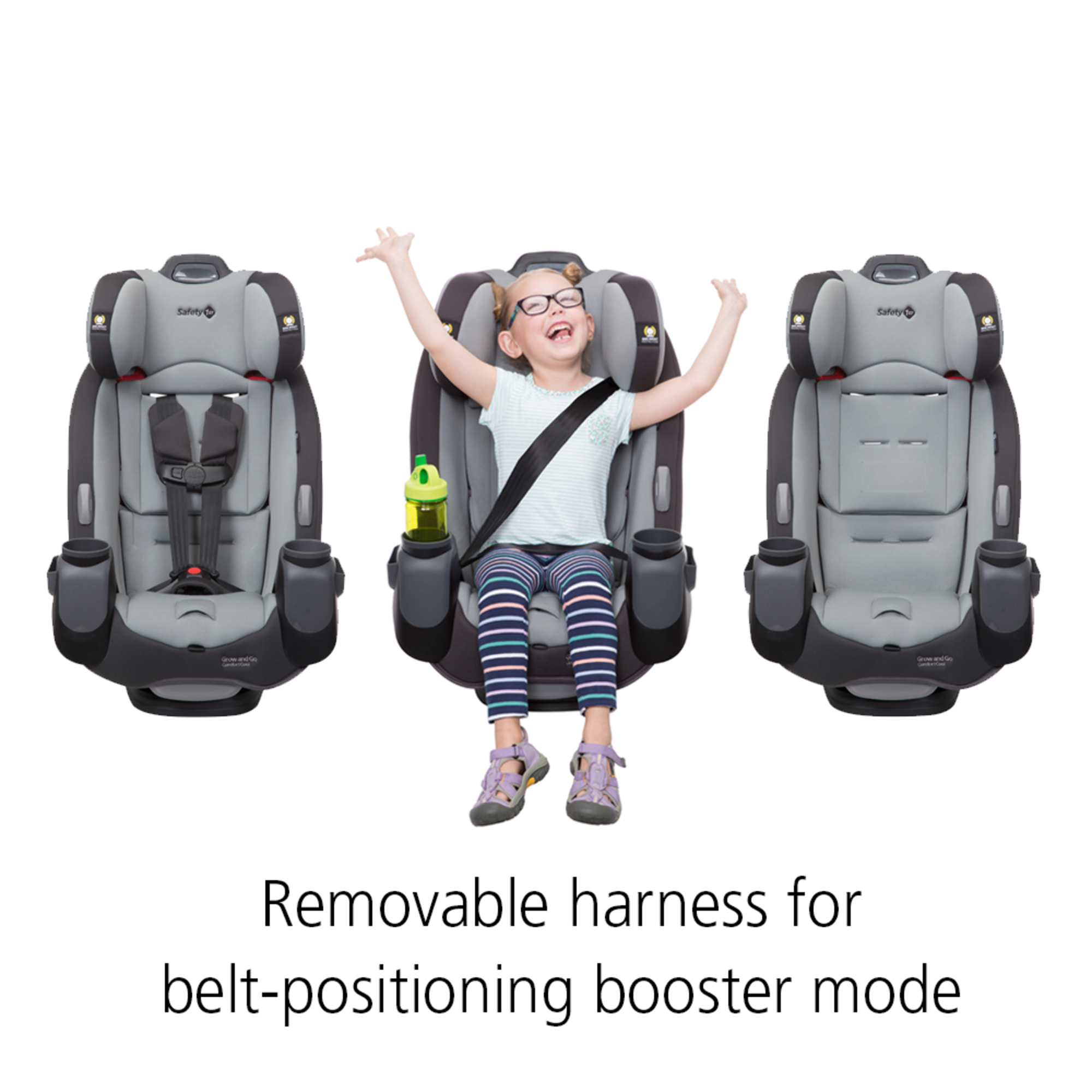 Removable harness for belr-positioning booster mode