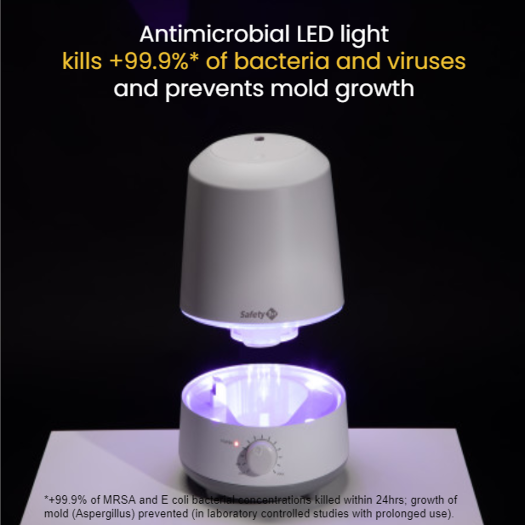 Antimicrobial LED light kills +99.9% of bacteria and viruses and prevents mold growth