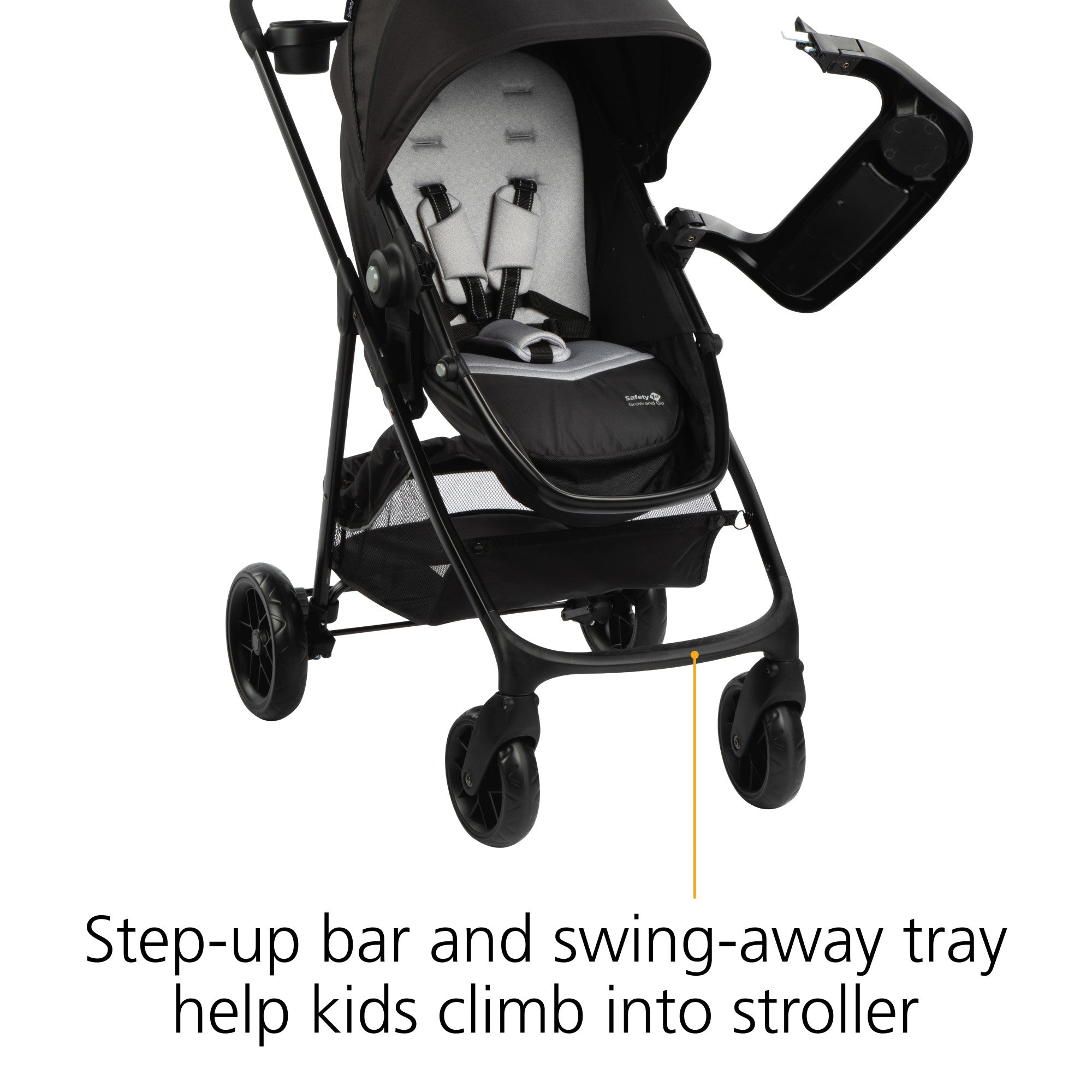 Grow and Go™ Flex 8-in-1 Travel System - step-up bar and swing-away tray help kids climb into stroller