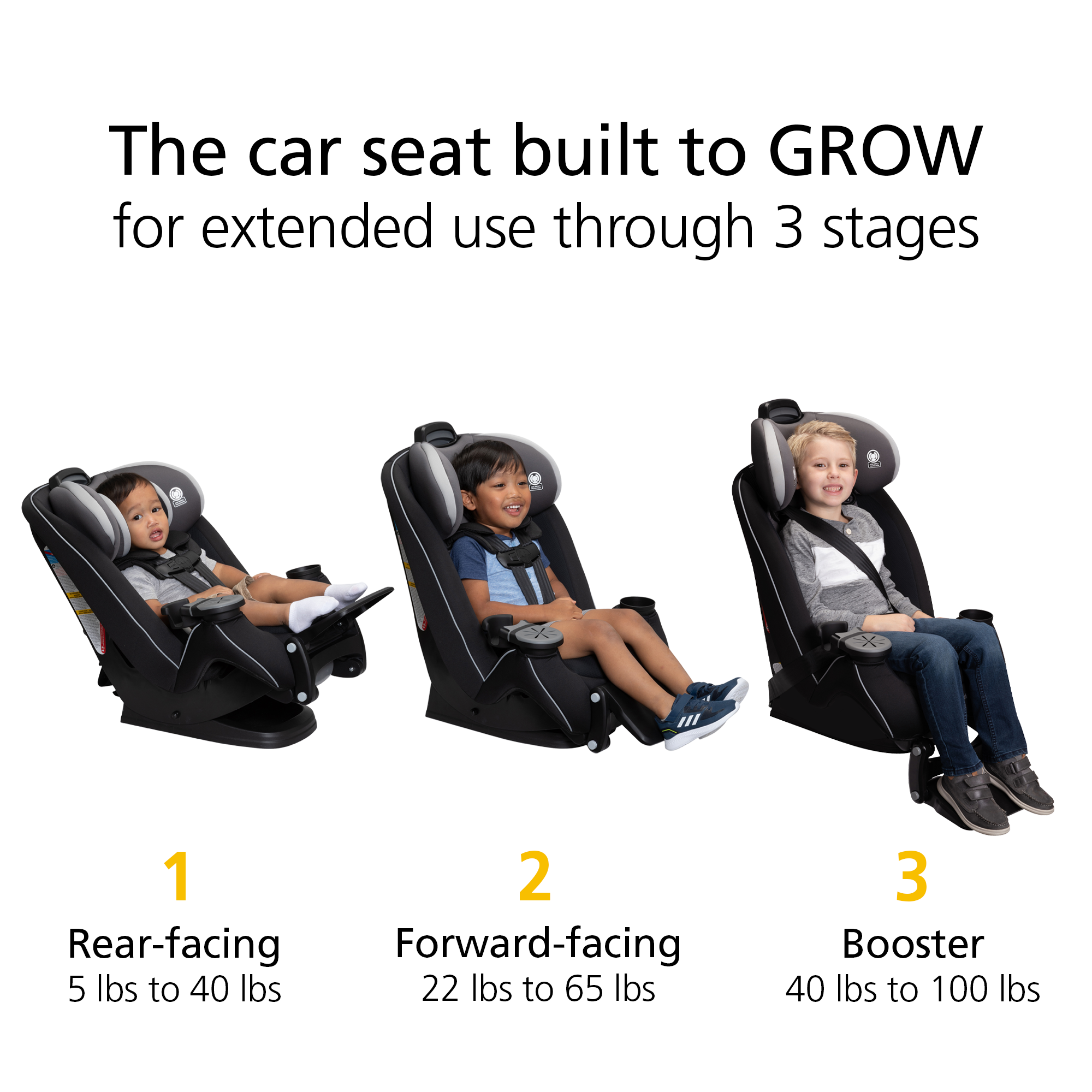 Grow and Go™ Extend 'n Ride LX - Up to 7" of additional leg room in rear-facing mode