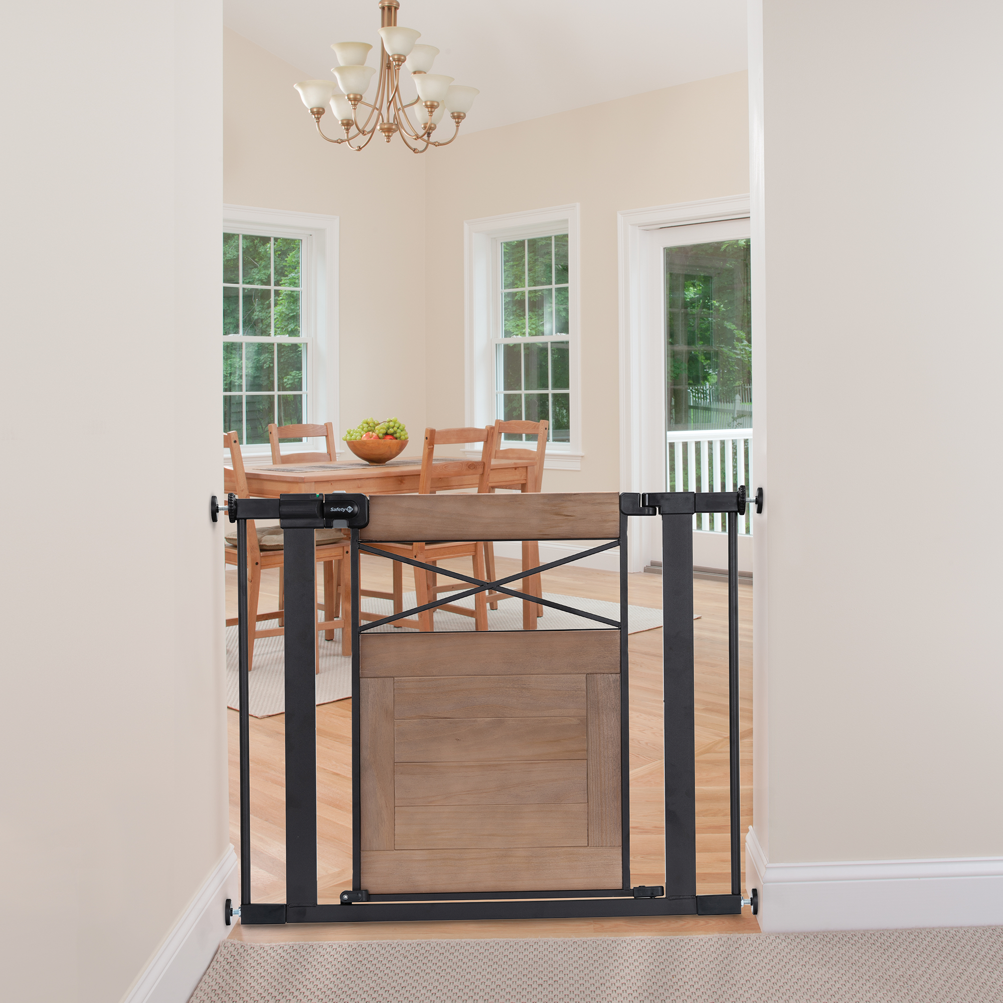 farmhouse style gate installed between two rooms