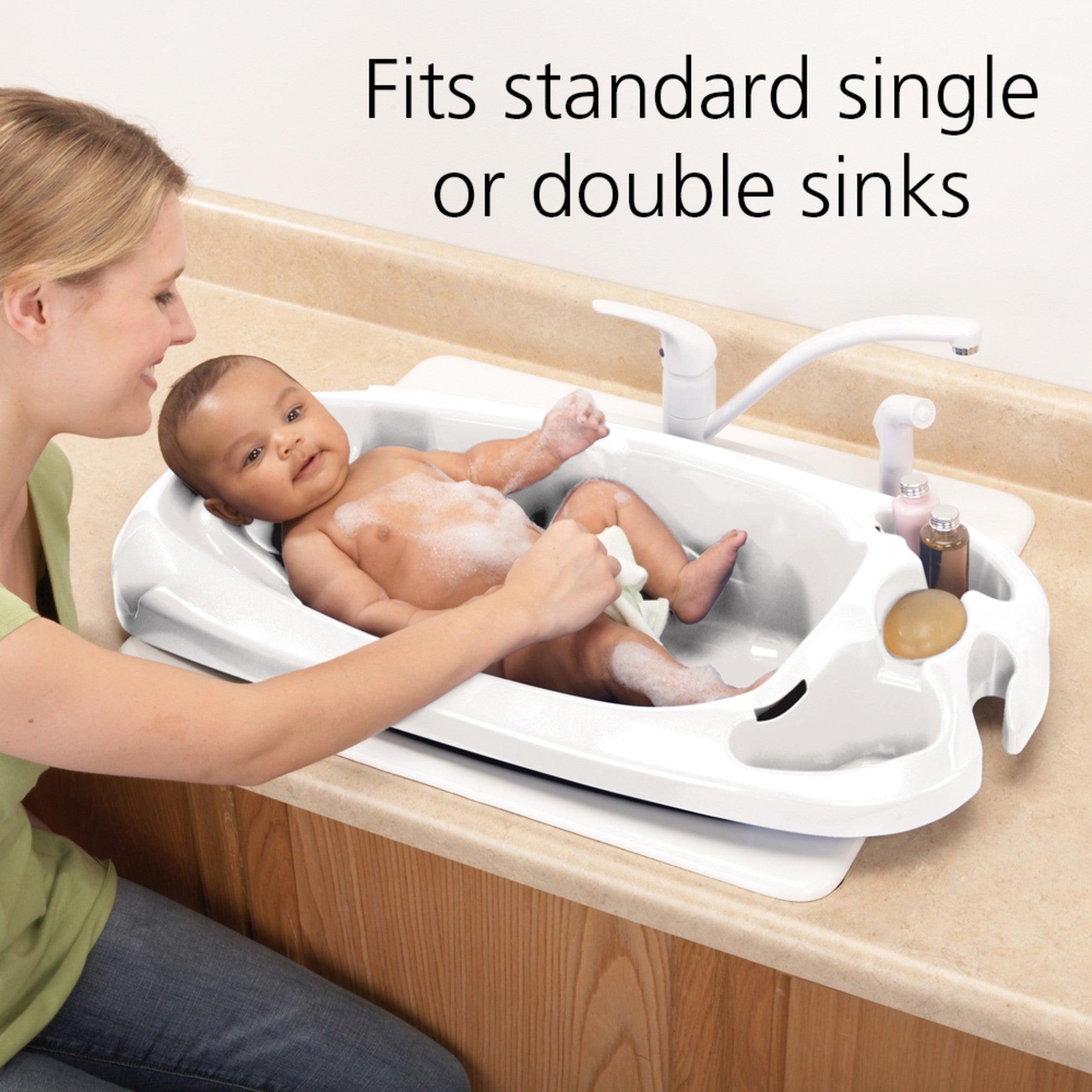 Newborn to Toddler Bathtub - fits standard single or double sinks