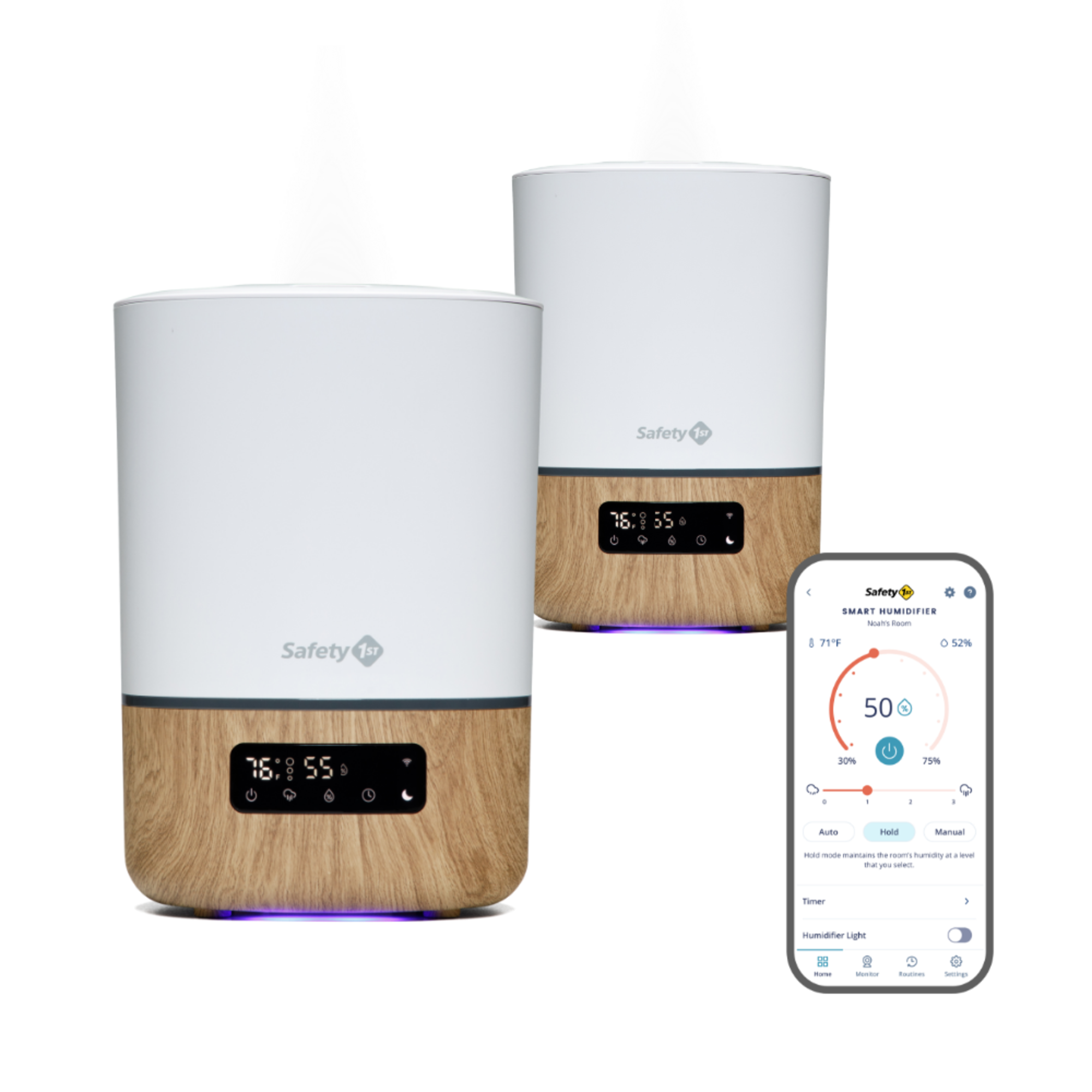 Smart Humidifier - two pack - with image of phone app