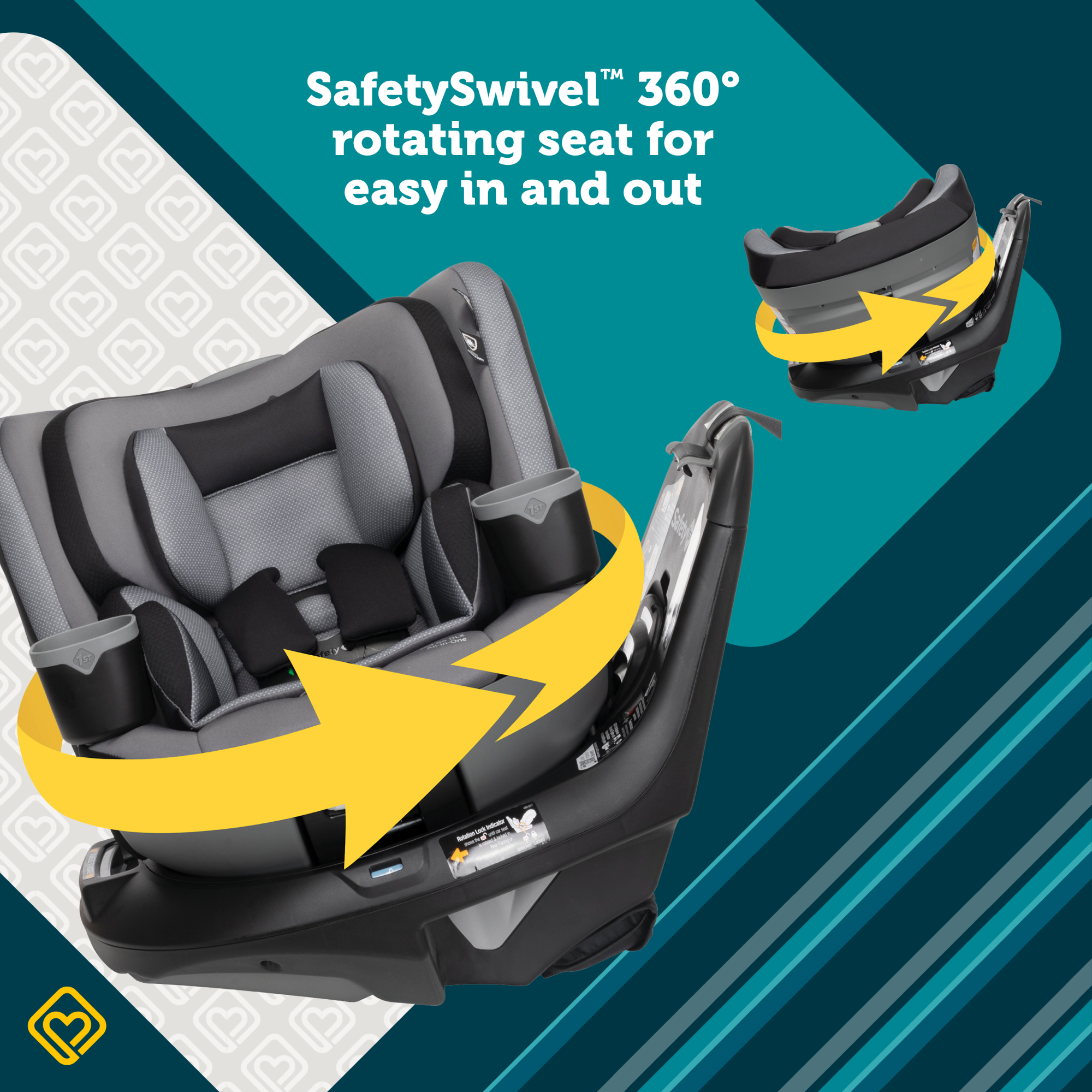 Turn and Go 360 DLX Rotating All-in-One Convertible Car Seat - removable, dishwasher-safe cup holders