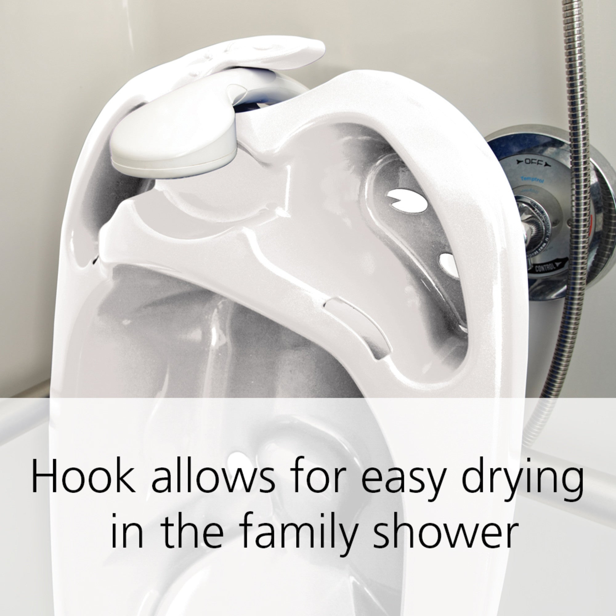 Newborn to Toddler Bathtub - hook allows for easy drying in the family shower