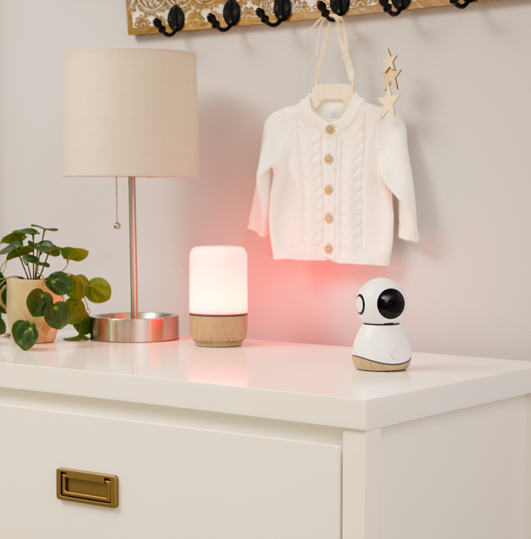 smart monitor and soother on nursery dresser