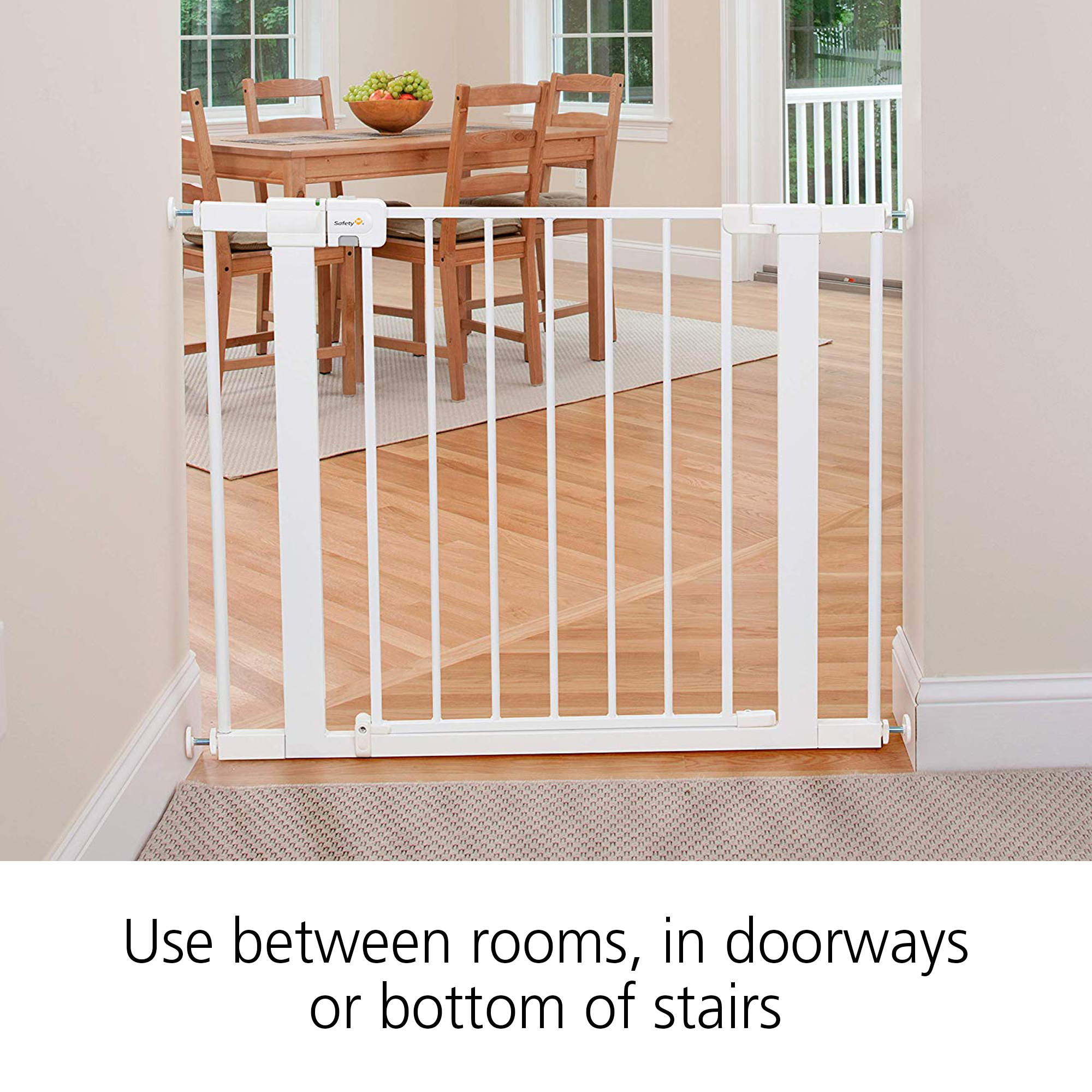 Use between rooms, in doorways or bottom of stairs