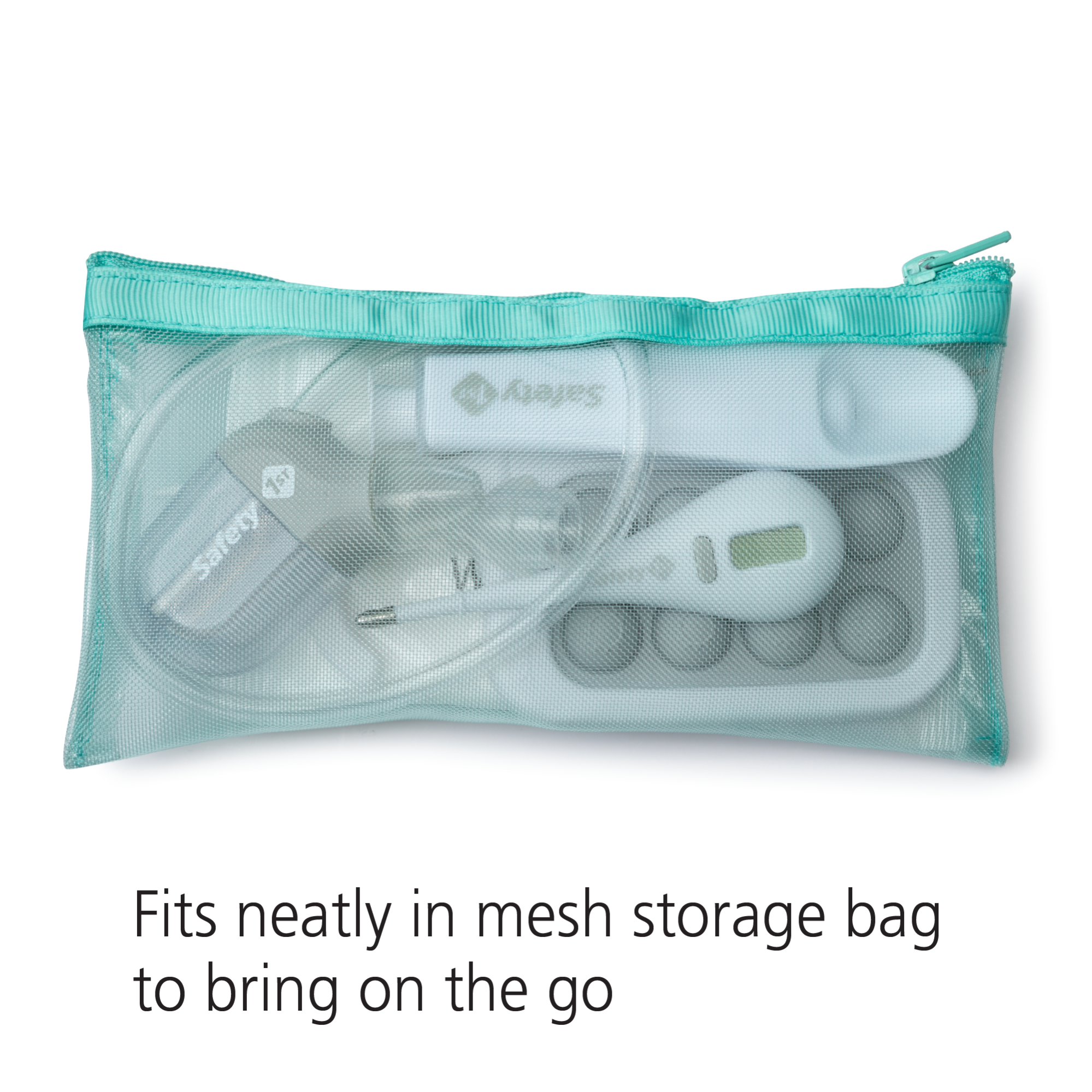 Fits neatly in mesh storage bag to bring on the go