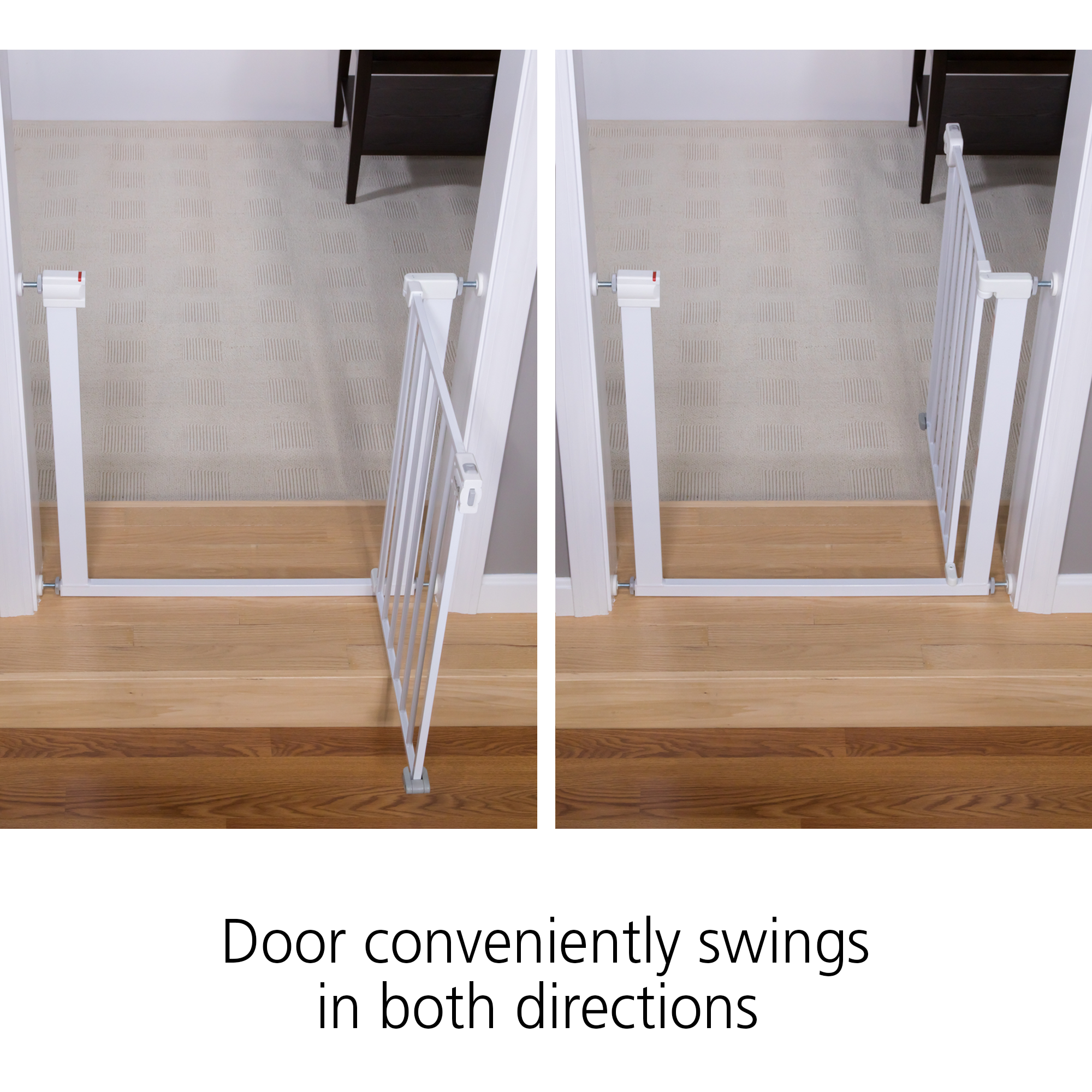 Door conveniently swings in both directions