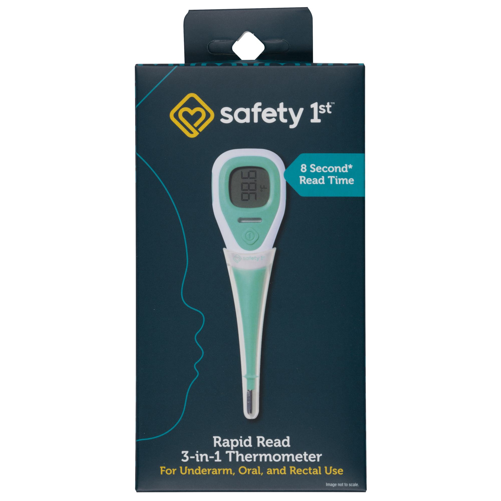 Rapid Read 3-in-1 Thermometer in packaging - for underarm, oral, and rectal use