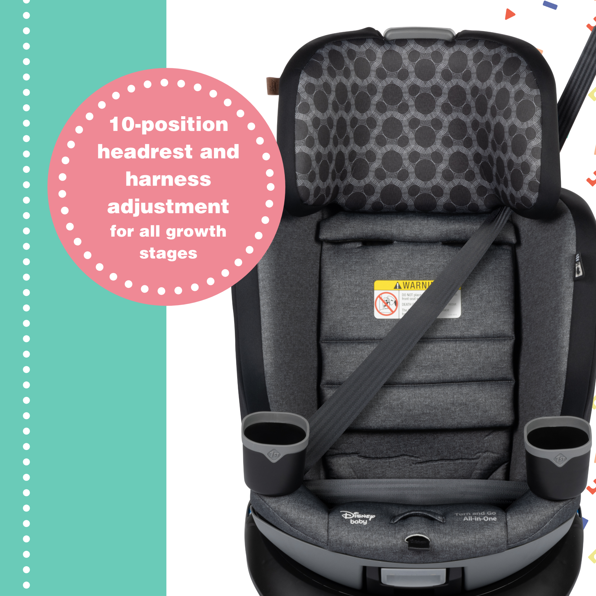 Disney Baby Turn and Go 360 Rotating All-in-One Convertible Car Seat - 5-position recline options for your little one's comfort
