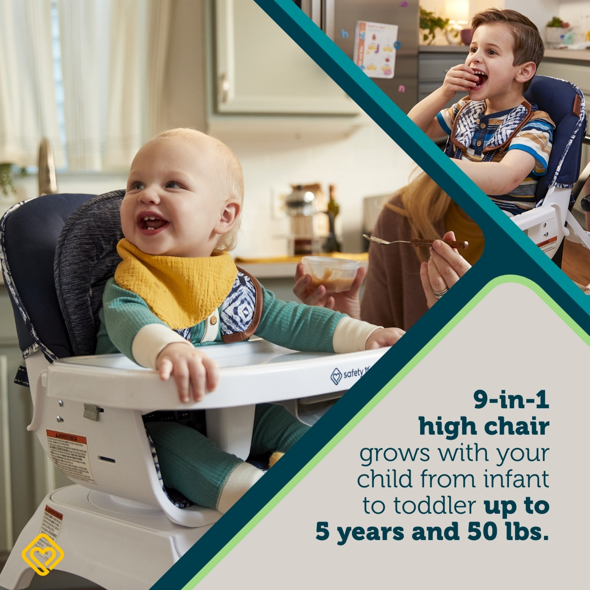 Grow and Go™ Rotating High Chair - High chair modes (0-3 yrs; up to 40 lbs.): infant mode, upright mode, upright mode, upright mode without tray