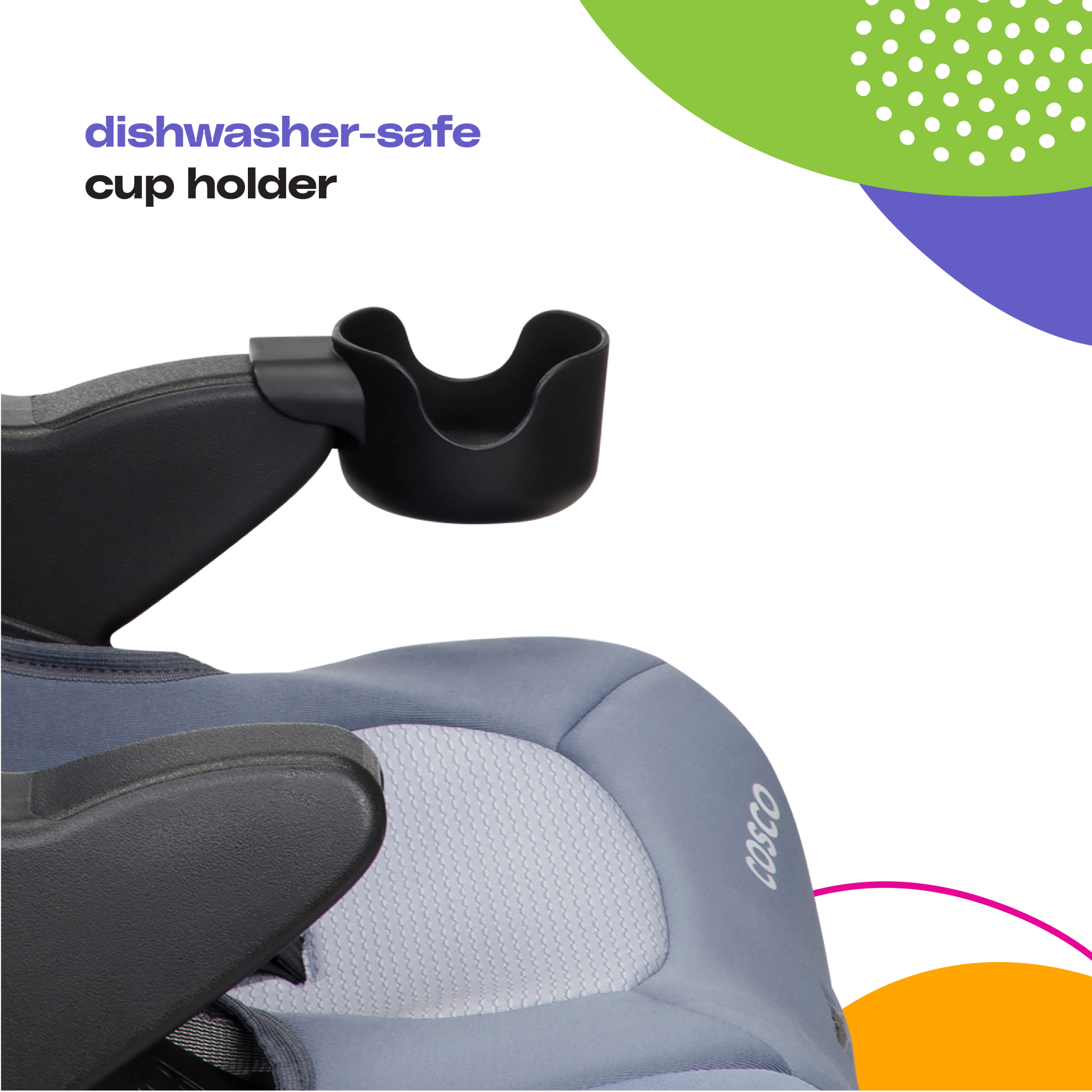 Cosco Kids™ Finale DX 2-in-1 Booster Car Seat - Organic Waves - dishwasher-safe cup holder