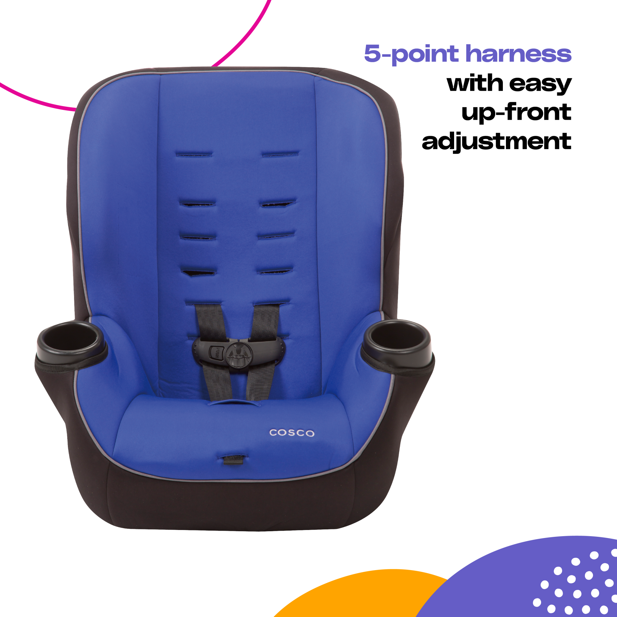 Onlook 2-in-1 Convertible Car Seat - 5-point harness with easy up-front adjustment