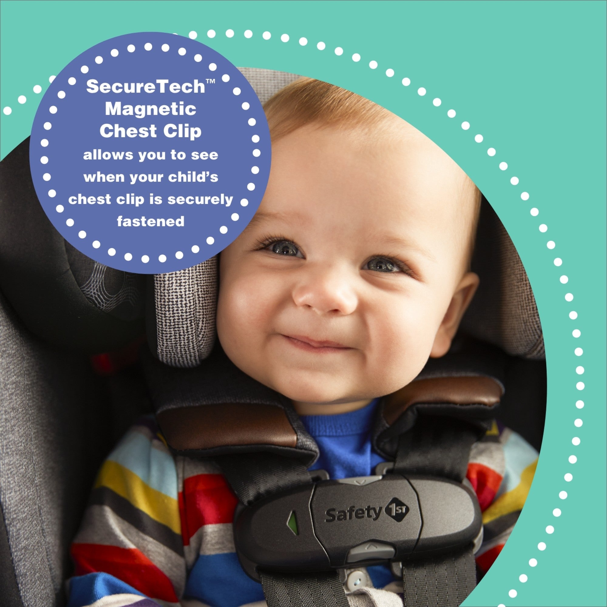 Disney Baby EverSlim All-in-One Convertible Car Seat - SecureTech Magnetic Chest Clip allows you to see when your child's chest clip is securely fastened