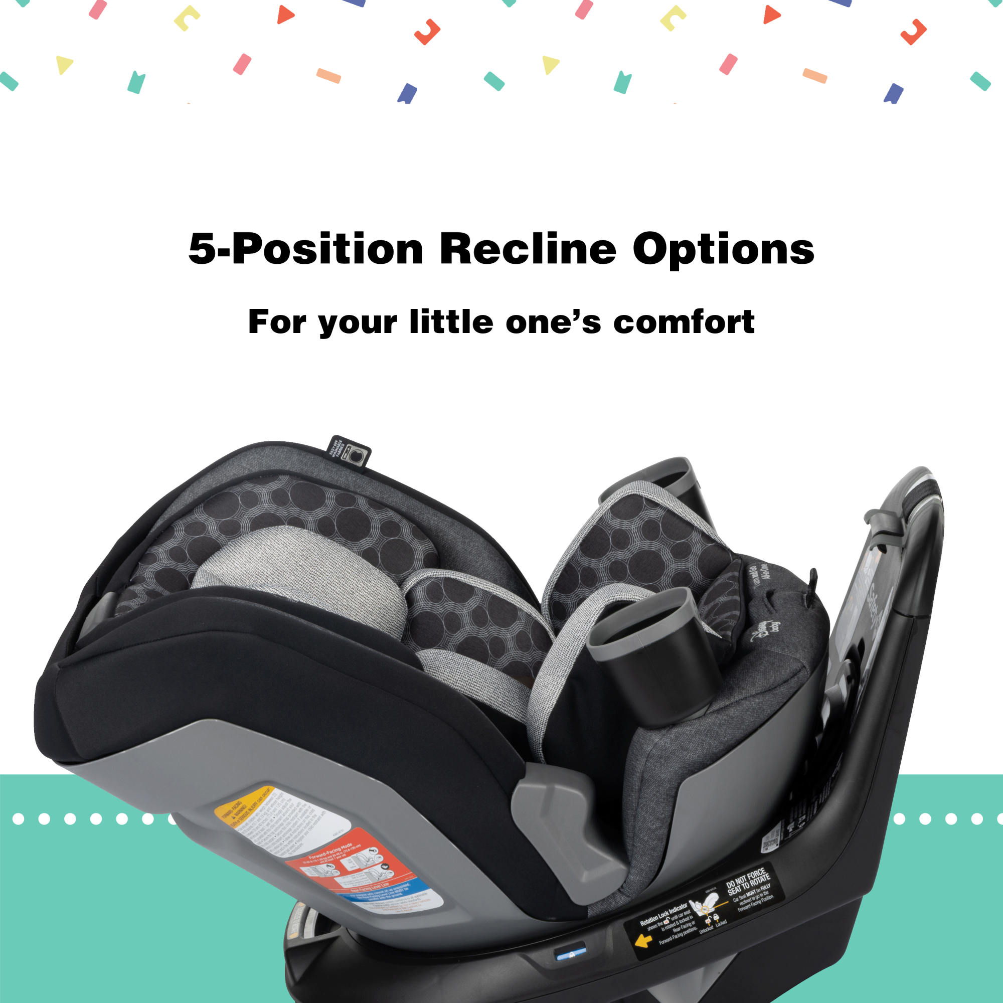 Disney Baby Turn and Go 360 Rotating All-in-One Convertible Car Seat - plush infant inserts and premium fabrics provide cushioning and support to keep baby comfortable