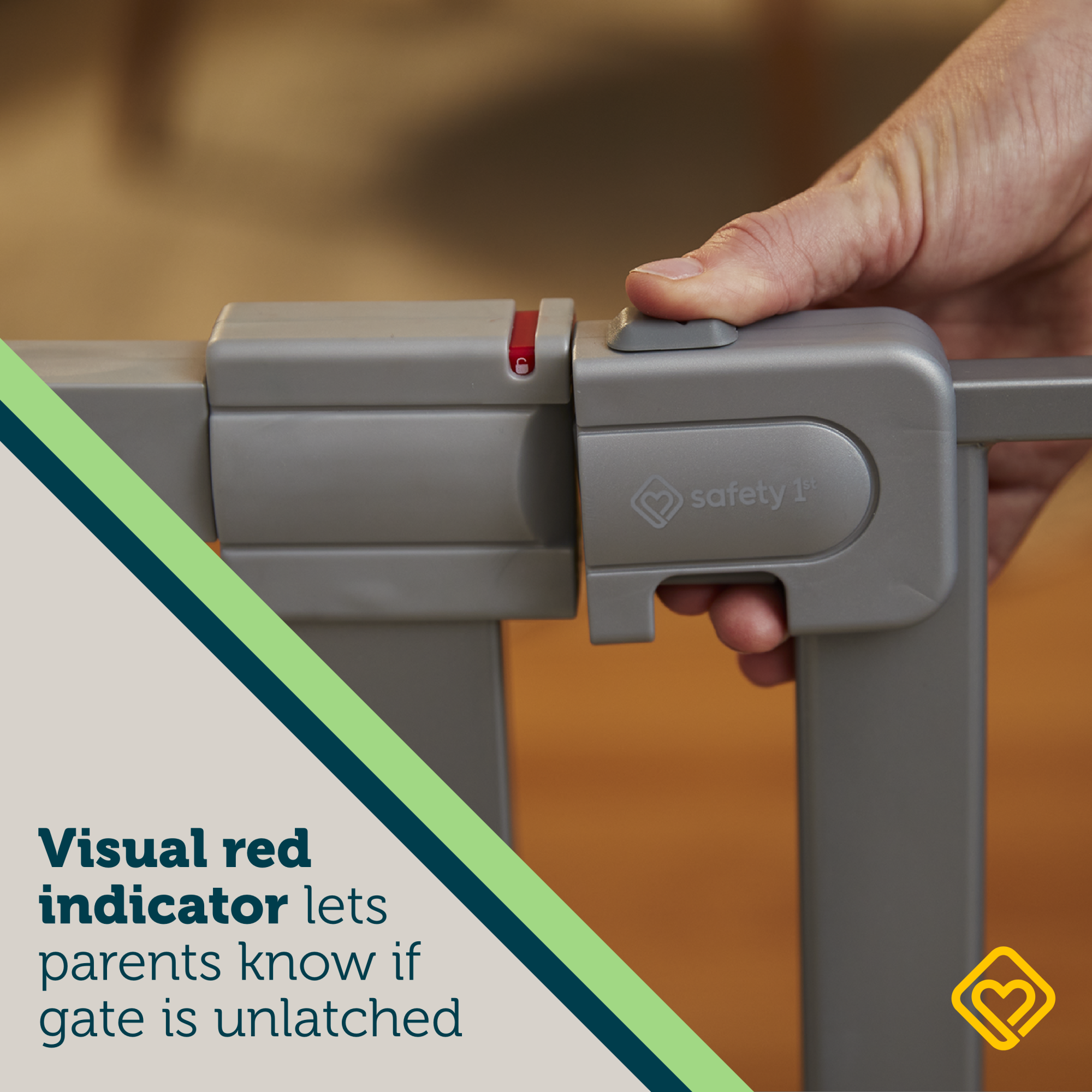 Modern Easy-Install Gate - visual red indicator lets parents know if gate is unlatched