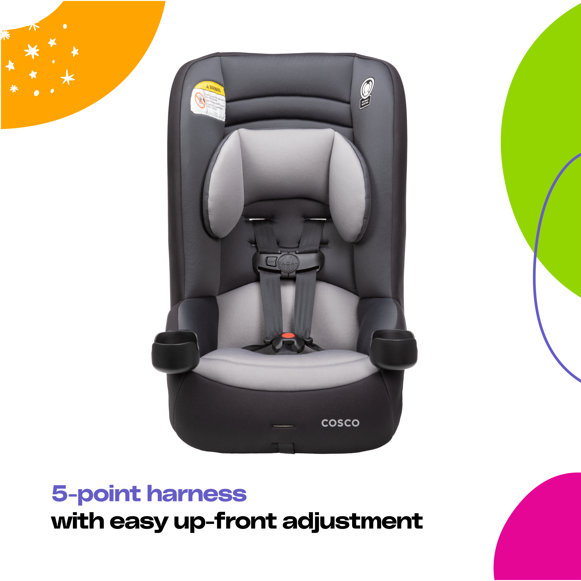 Cosco MightyFit LX Convertible Car Seat - 5-point harness with easy up-front adjustment