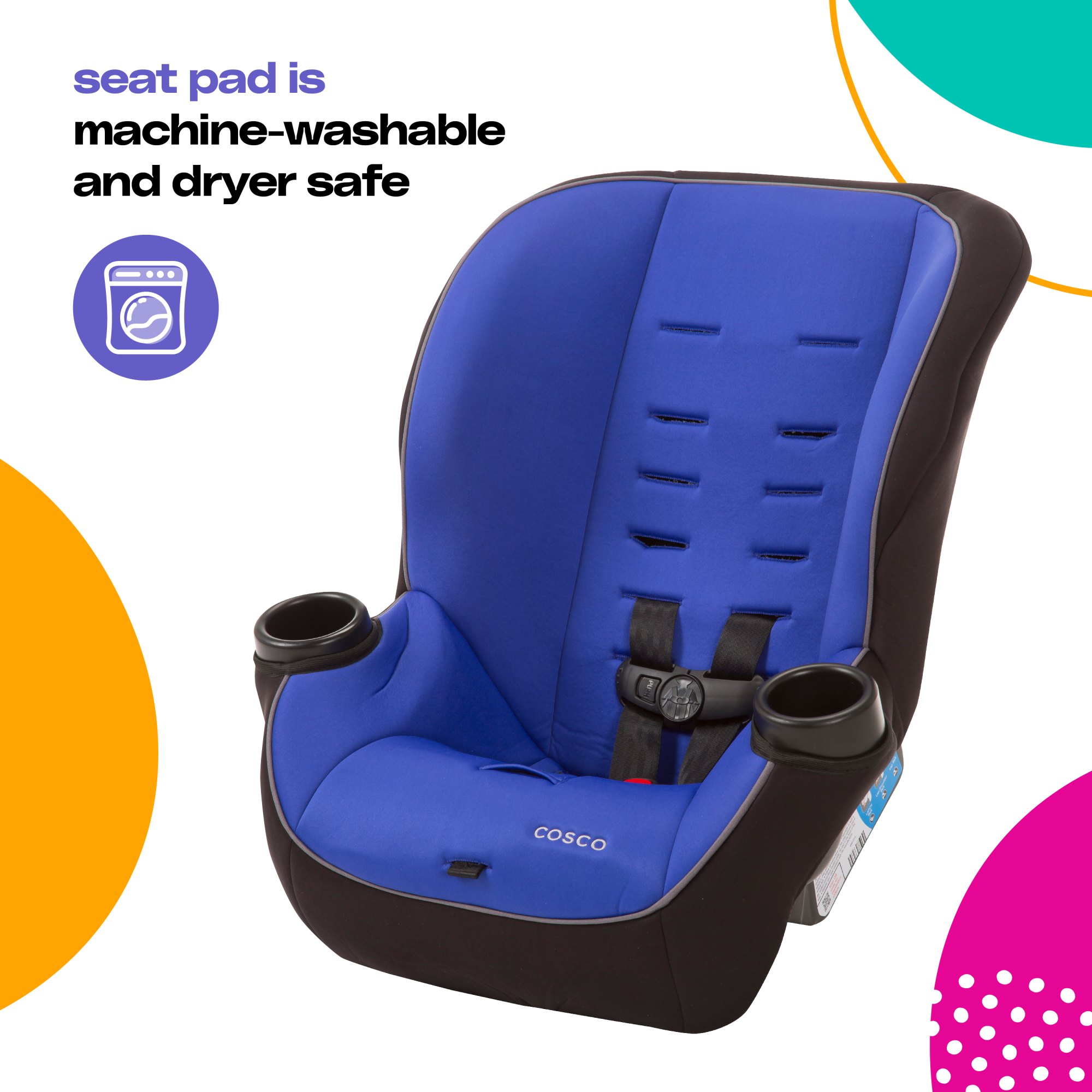 Onlook 2-in-1 Convertible Car Seat - seat pad is machine-washable and dryer safe