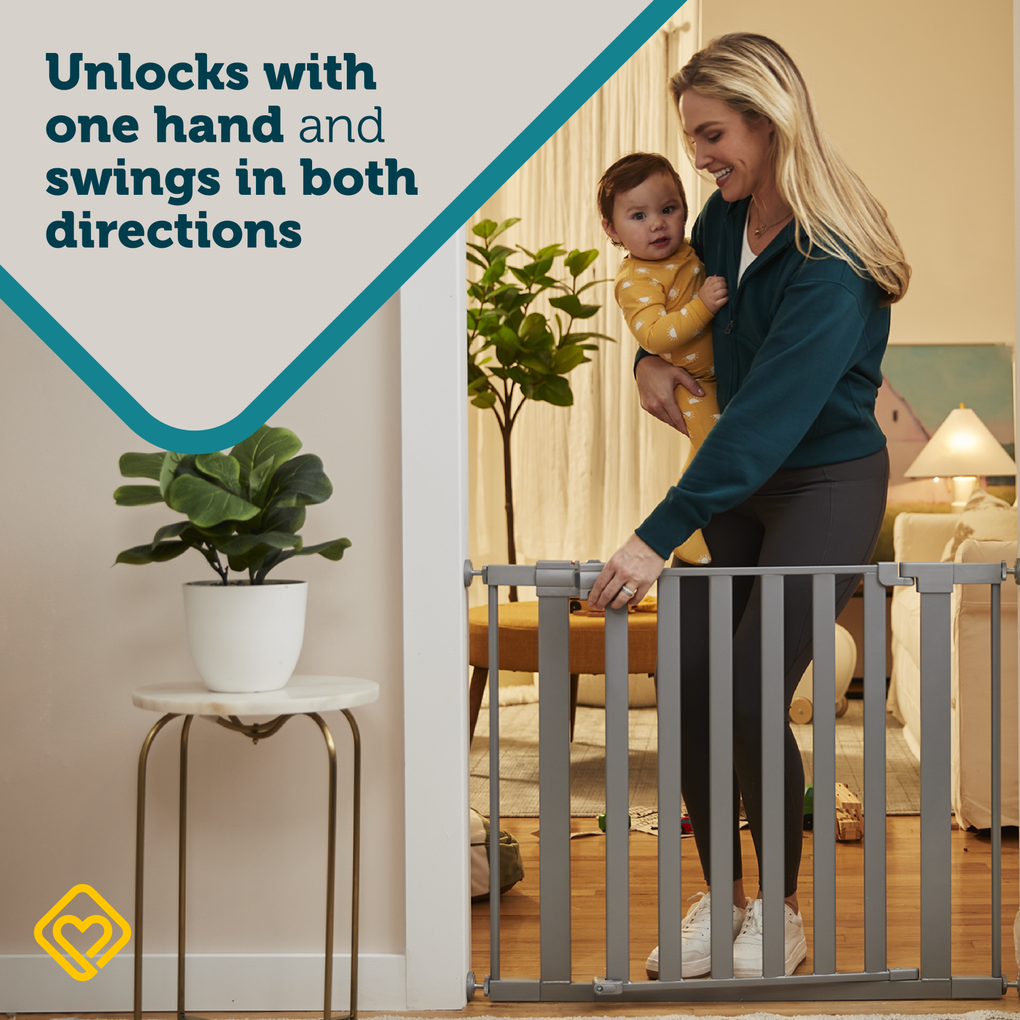 Modern Easy-Install Gate - unlocks with one hand and swings in both directions
