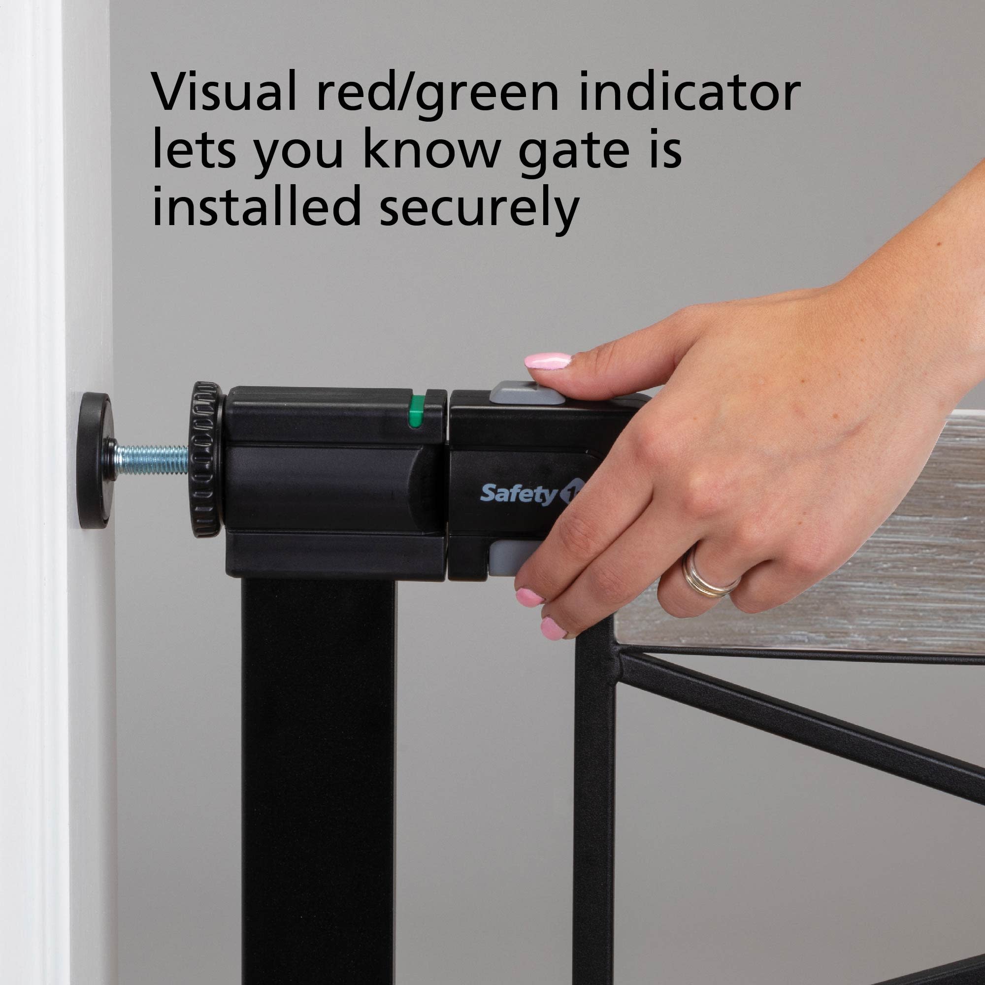 Farmhouse Walk-Through Gate (Grey) - visual red/green indicator lets you know gate is installed securely