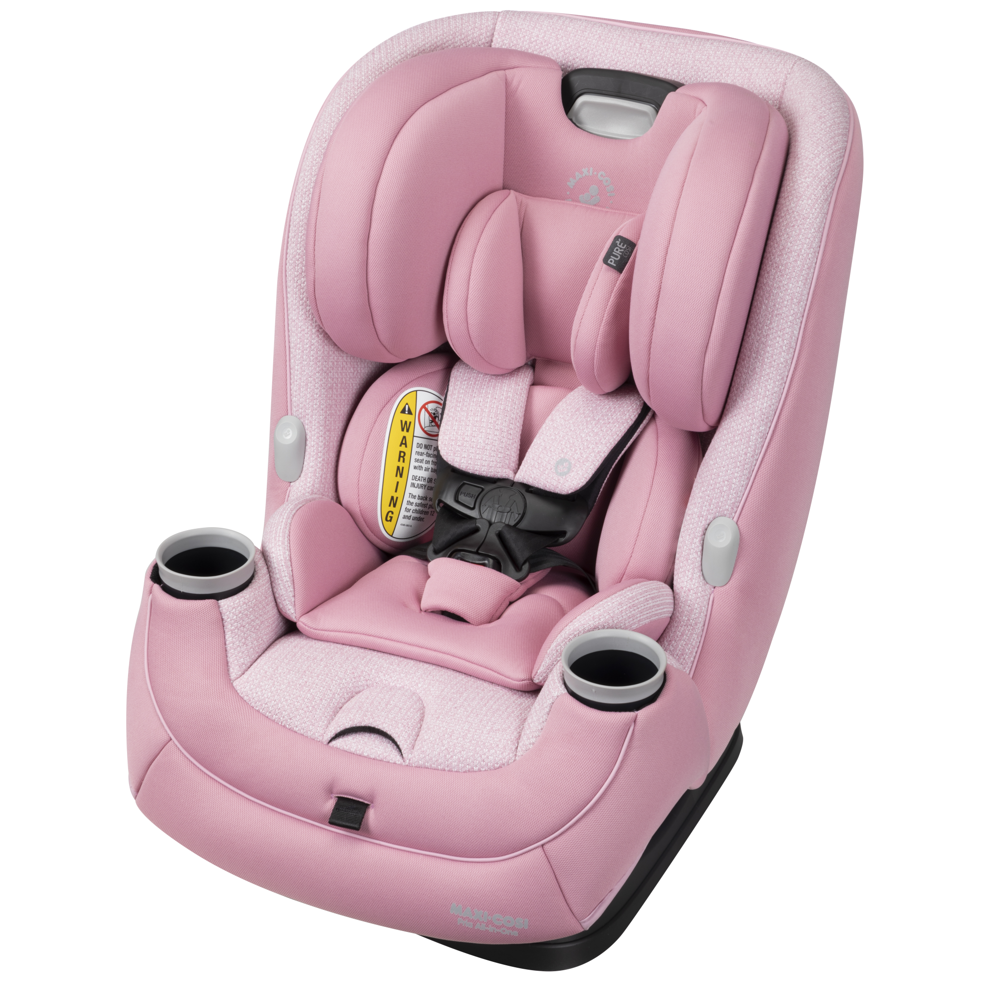 Pria Convertible Car Seat in Color Rose Pink Sweater - PureCosi - 45 degree angle view of left side