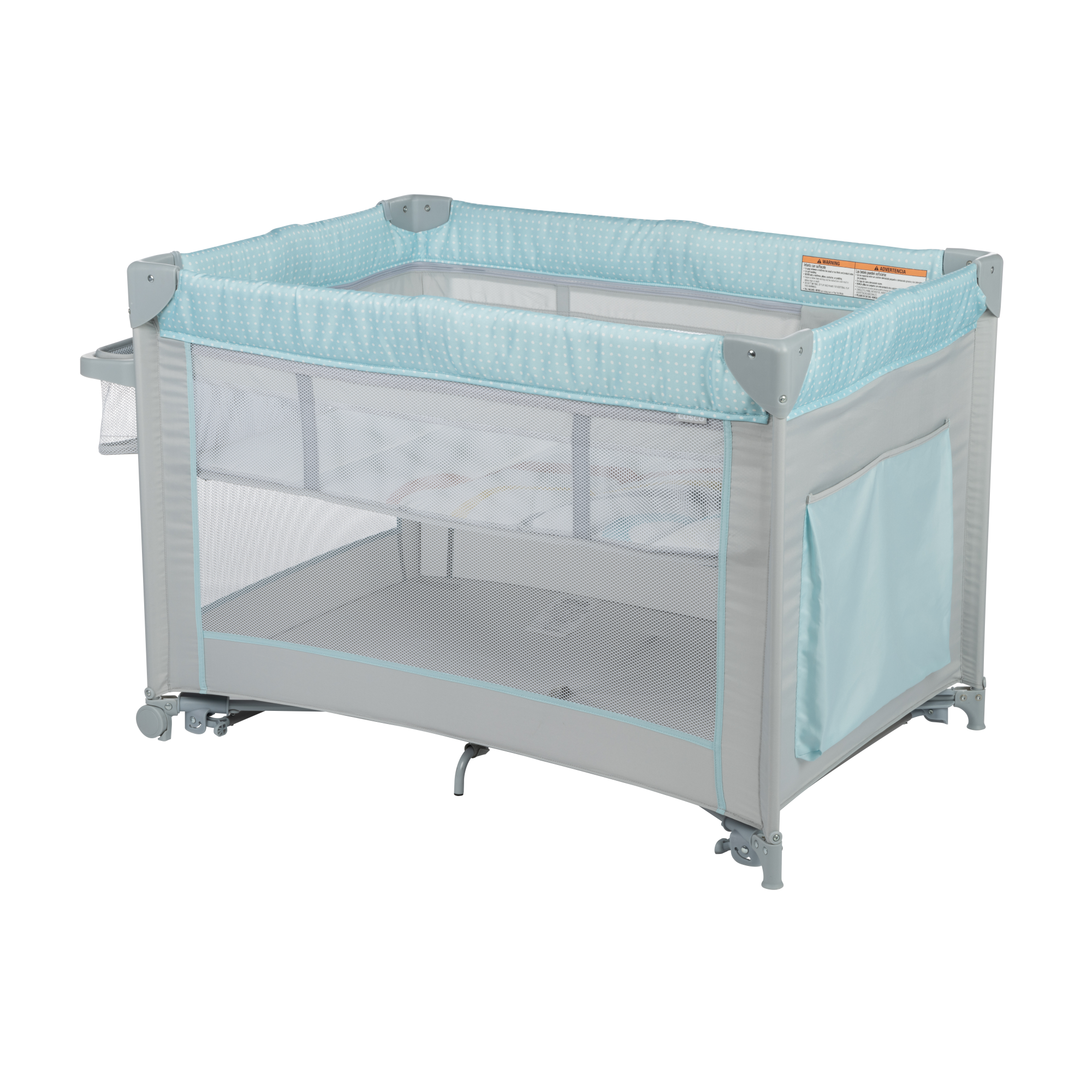 CoscoKids Rocking Bassinet with Play Yard DLX - Rainbow - 45 degree angle view of left side