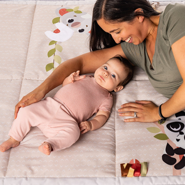 Tiny Love Boho Chic Super Mat - mom smiling at baby on mat