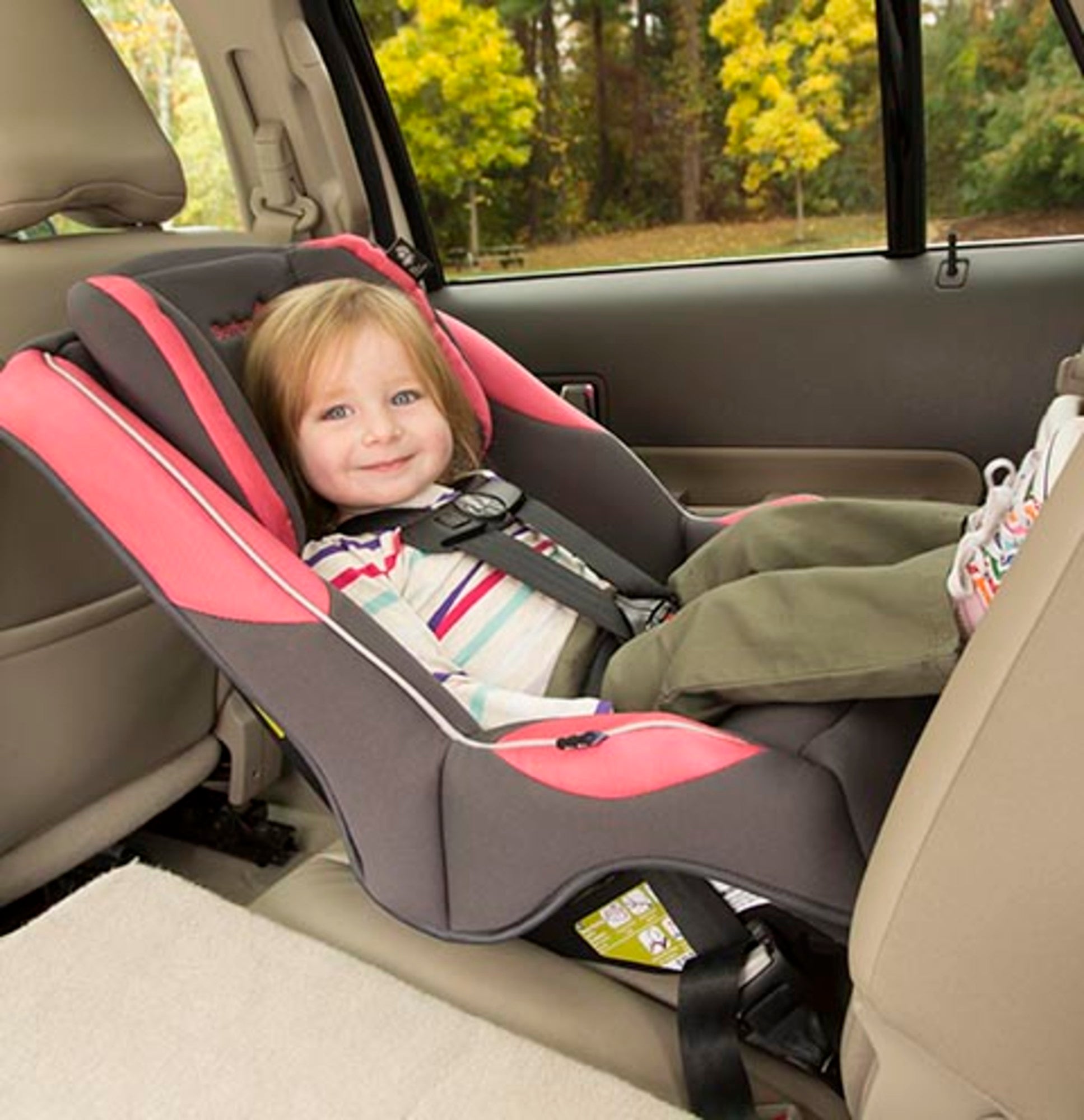 Car seat showing height adjustment feature
