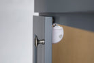 Lock shown properly installed on a cabinet door