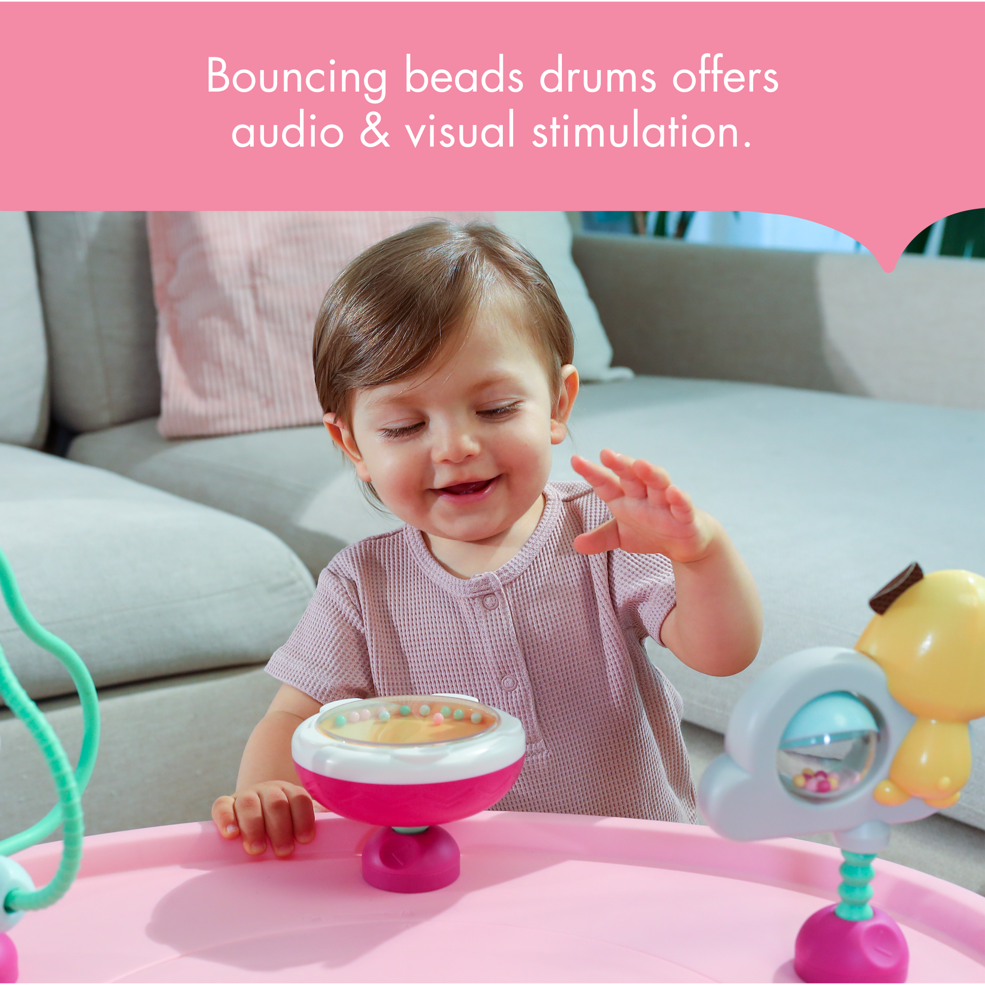 Tiny Love 5-in-1 Here I Grow Stationary Activity Center - bouncing beads drums offers audio & visual stimulation