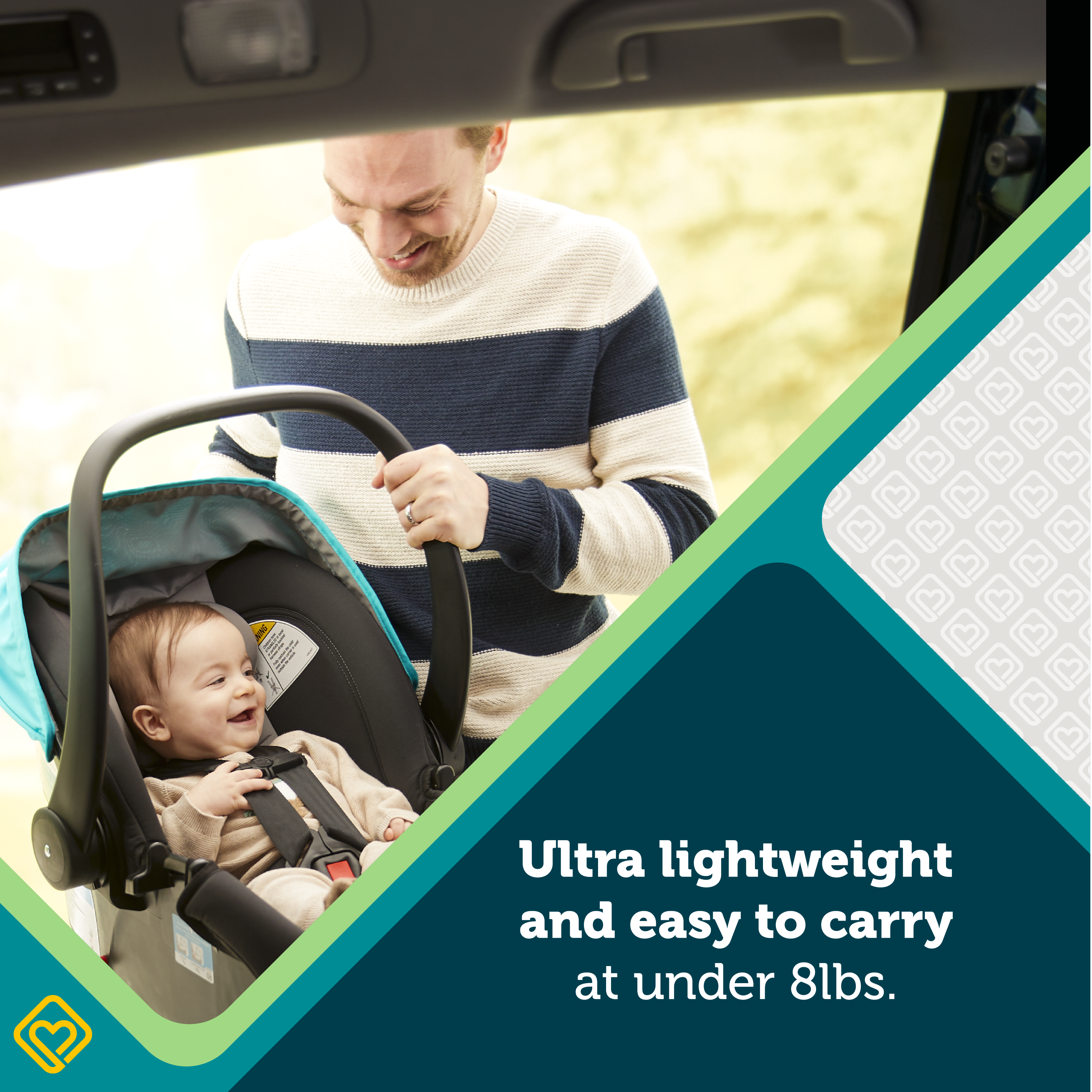 OnBoard LT Infant Car Seat - ultra lightweight and easy to carry at under 8 lbs.