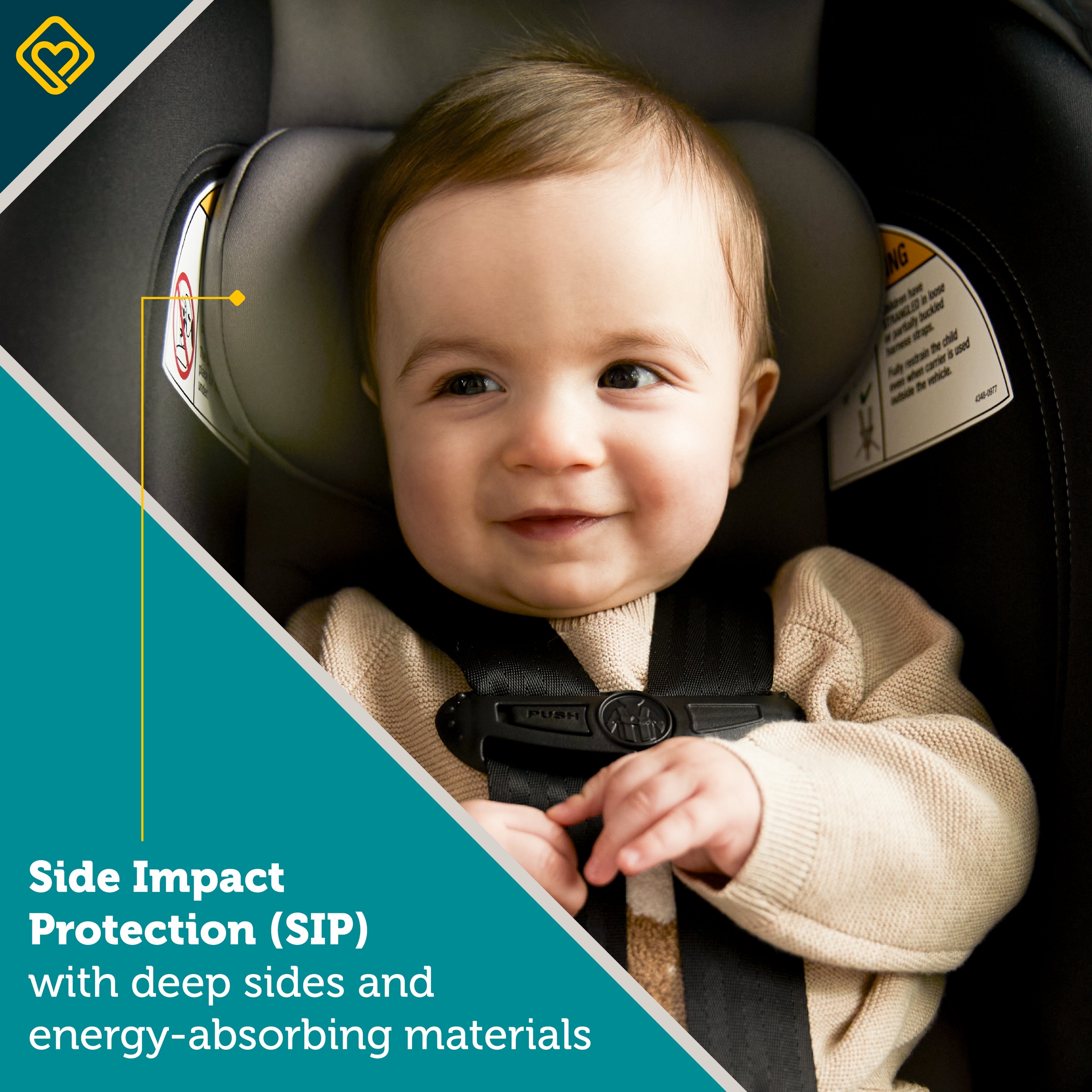 OnBoard LT Infant Car Seat - side impact protection (SIP) with deep sides and energy-absorbing materials