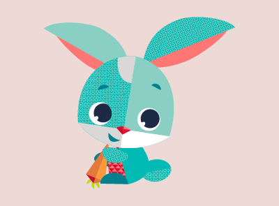 Teal rabbit cartoon character