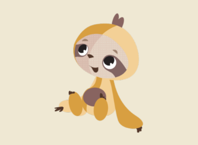 Yellow sloth cartoon character