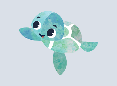 green and blue turtle cartoon character