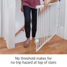 No threshold makdes for no trip hazard when gate is installed at the top of stairs
