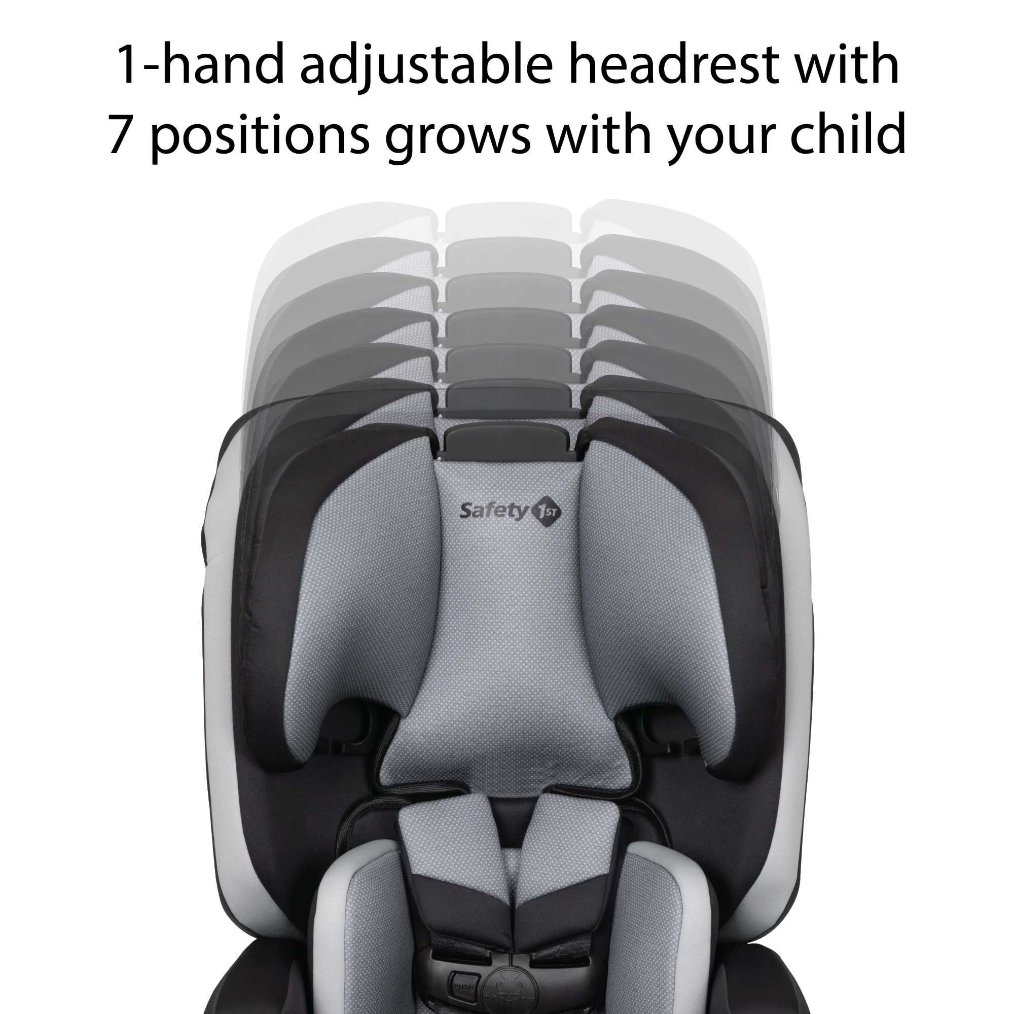 Boost-and-Go All-in-One Harness Booster Car Seat - 1-hand adjustable headrest with 7 positions grows with your child