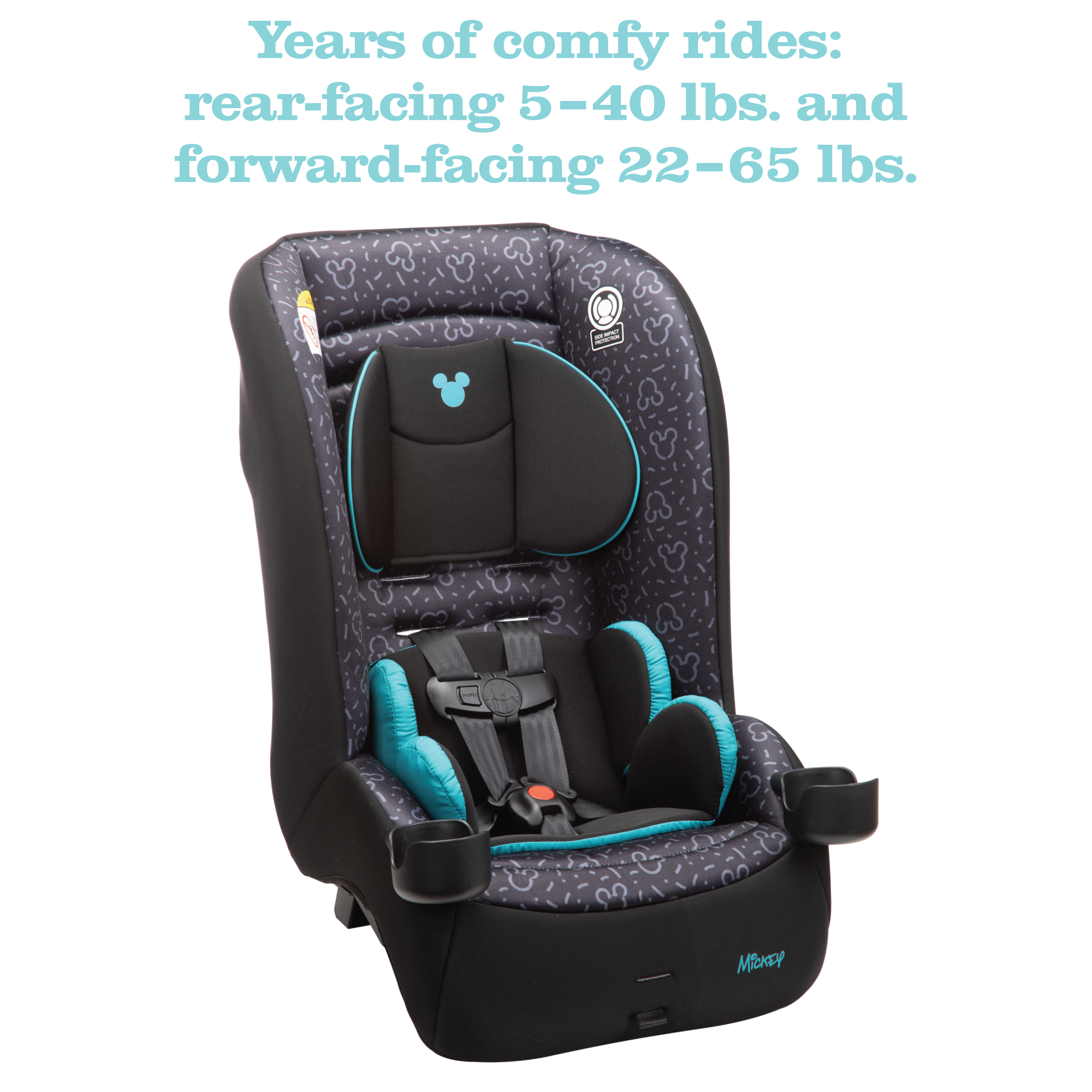 Disney Baby Jive 2-in-1 Convertible Car Seat - years of comfy rides: rear-facing 5-40 lbs. and forward-facing 22-65 lbs.