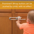 Prominent decoy button can be pushed by a child, with no effect