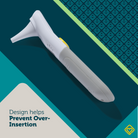 Ear Otoscope in packaging - design helps prevent over-insertion