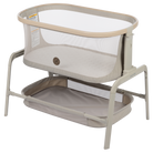 Iora Bedside Bassinet - Classic Oat - EcoCare - 45 degree angle view of left side