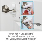 When not in use, push the lock arm down until you see the yellow deactivation indicator.  Yellow deactivated indicator shown.