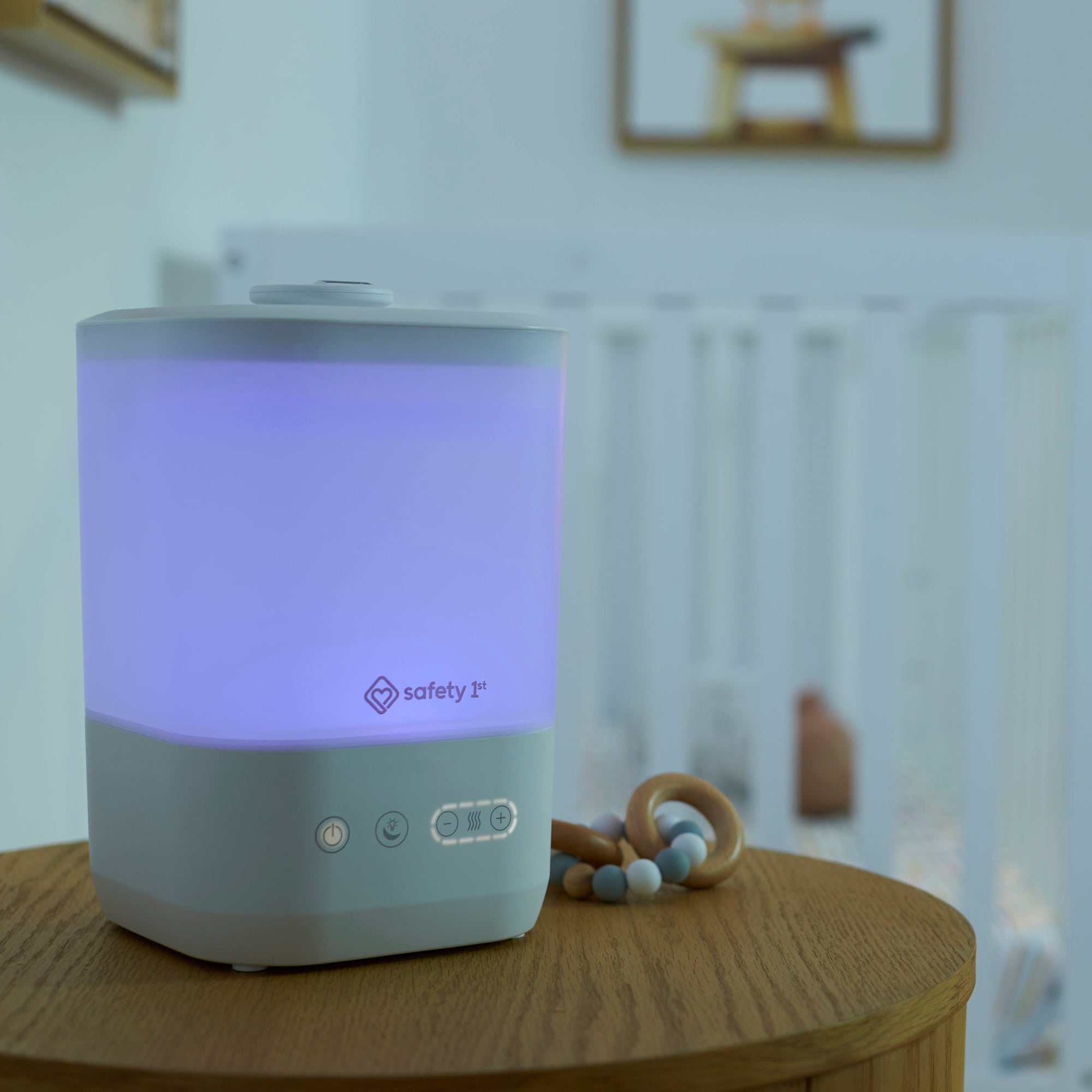 Comforting Cool Mist Top-Fill Humidifier - showing humidifier lit up purple