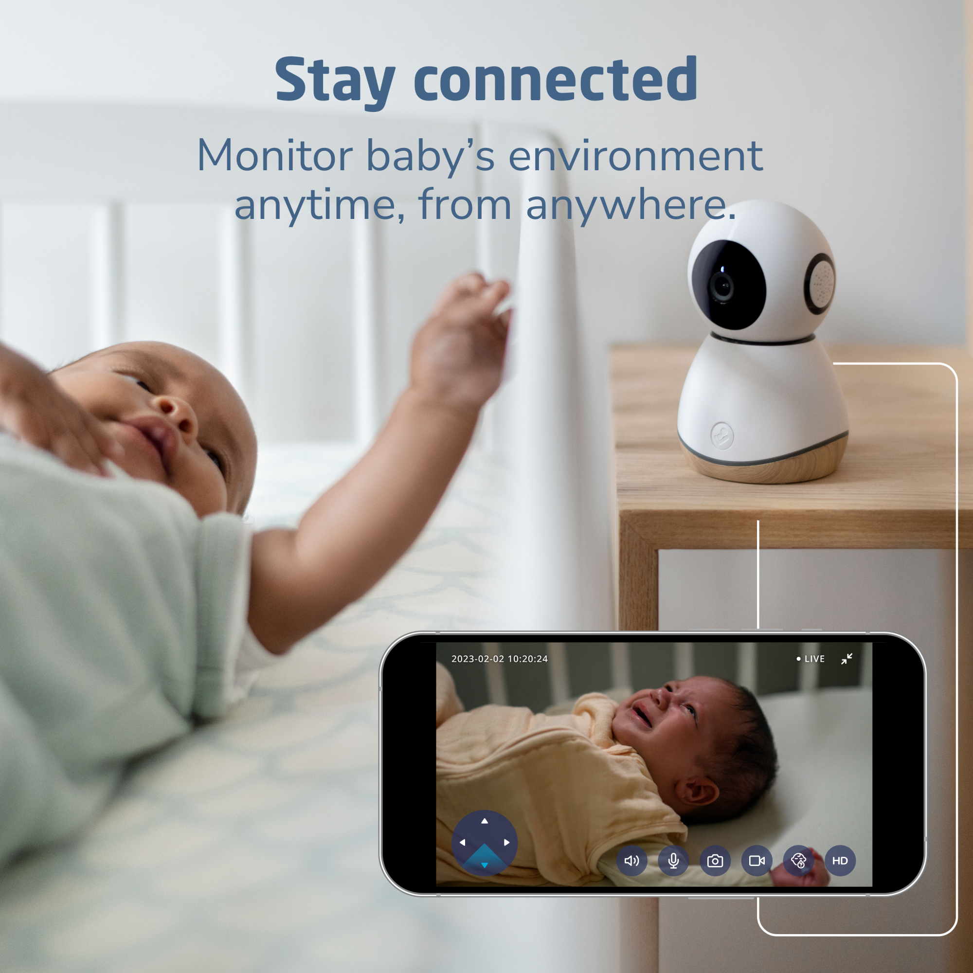 See Pro 360° Baby Monitor - Stay connected - monitor baby's environment anytime, from anywhere.