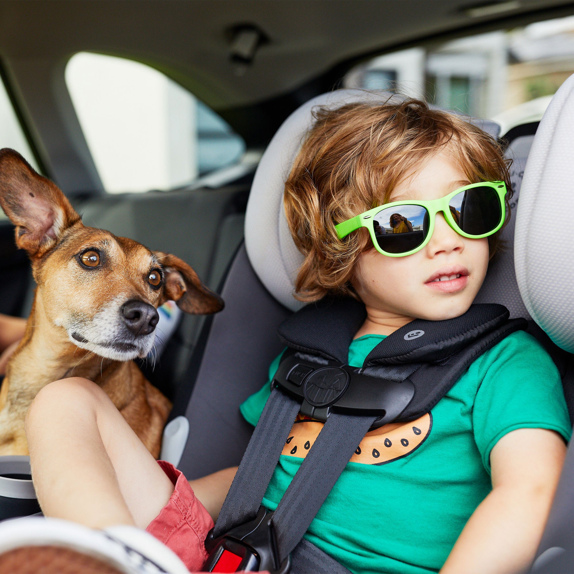 Pria™ All-in-One Convertible Car Seat - boy in car seat next to dog