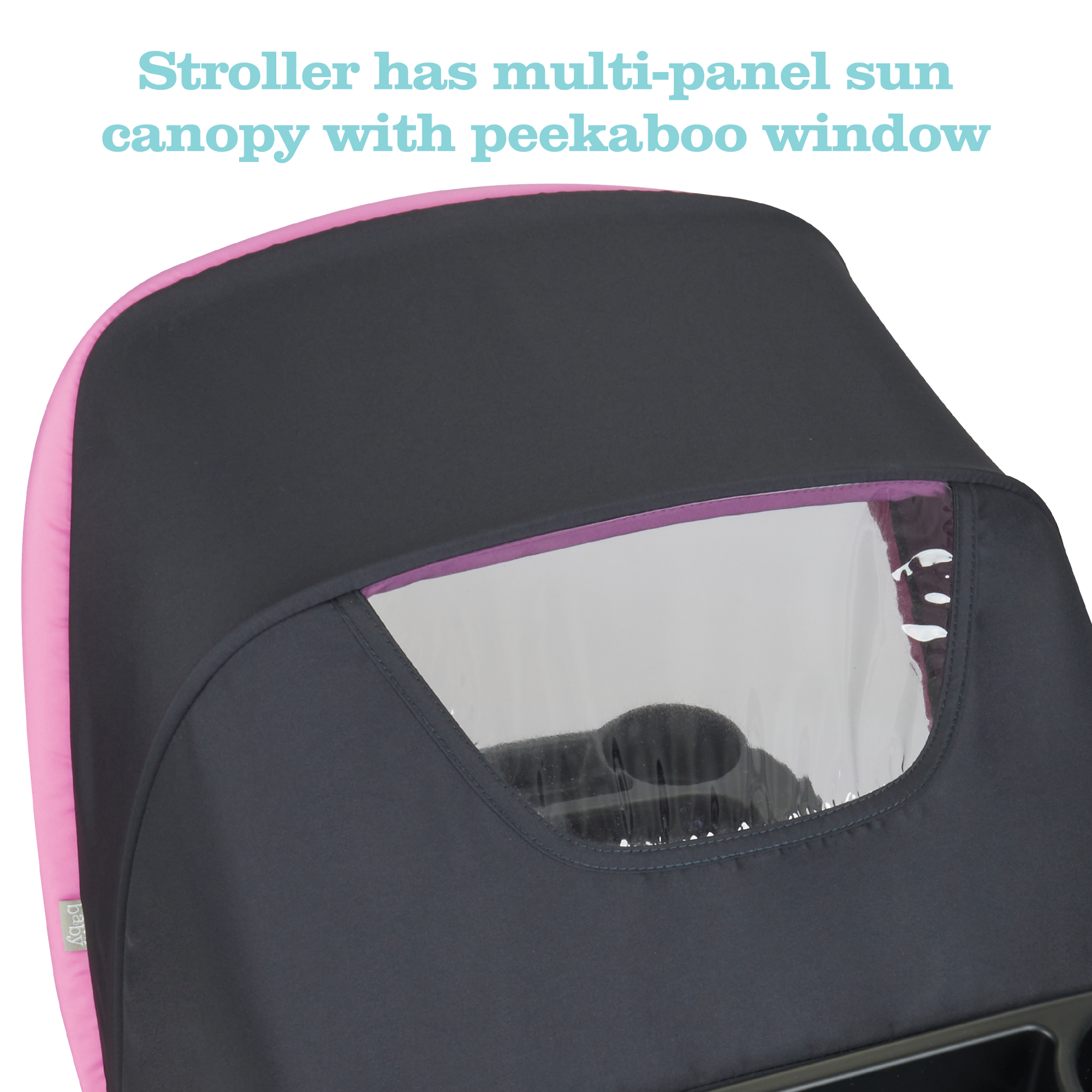 Disney Baby Disney Simple Fold™ LX Travel System - Minnie Dot Party - stroller has multi-panel sun canopy with peekaboo window