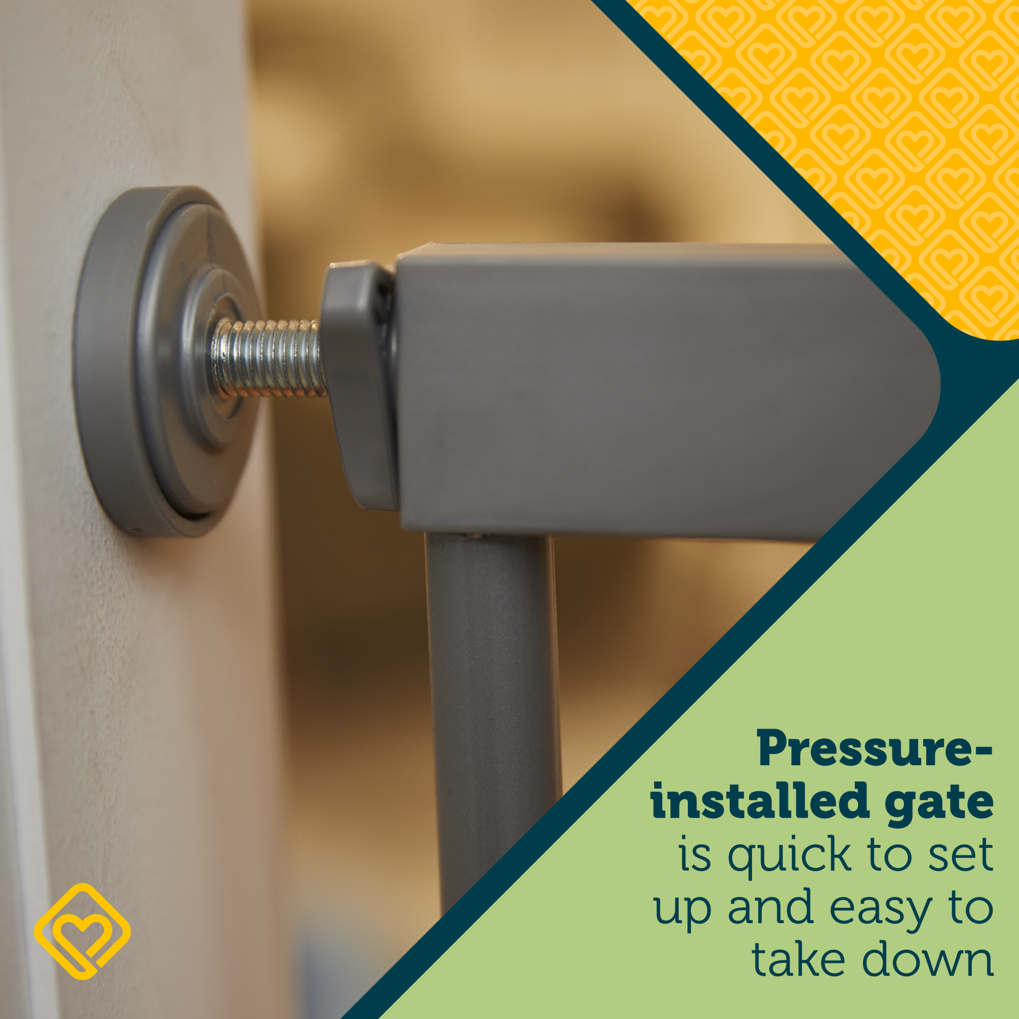 Modern Easy-Install Gate - pressure-installed gate is quick to set up and easy to take down